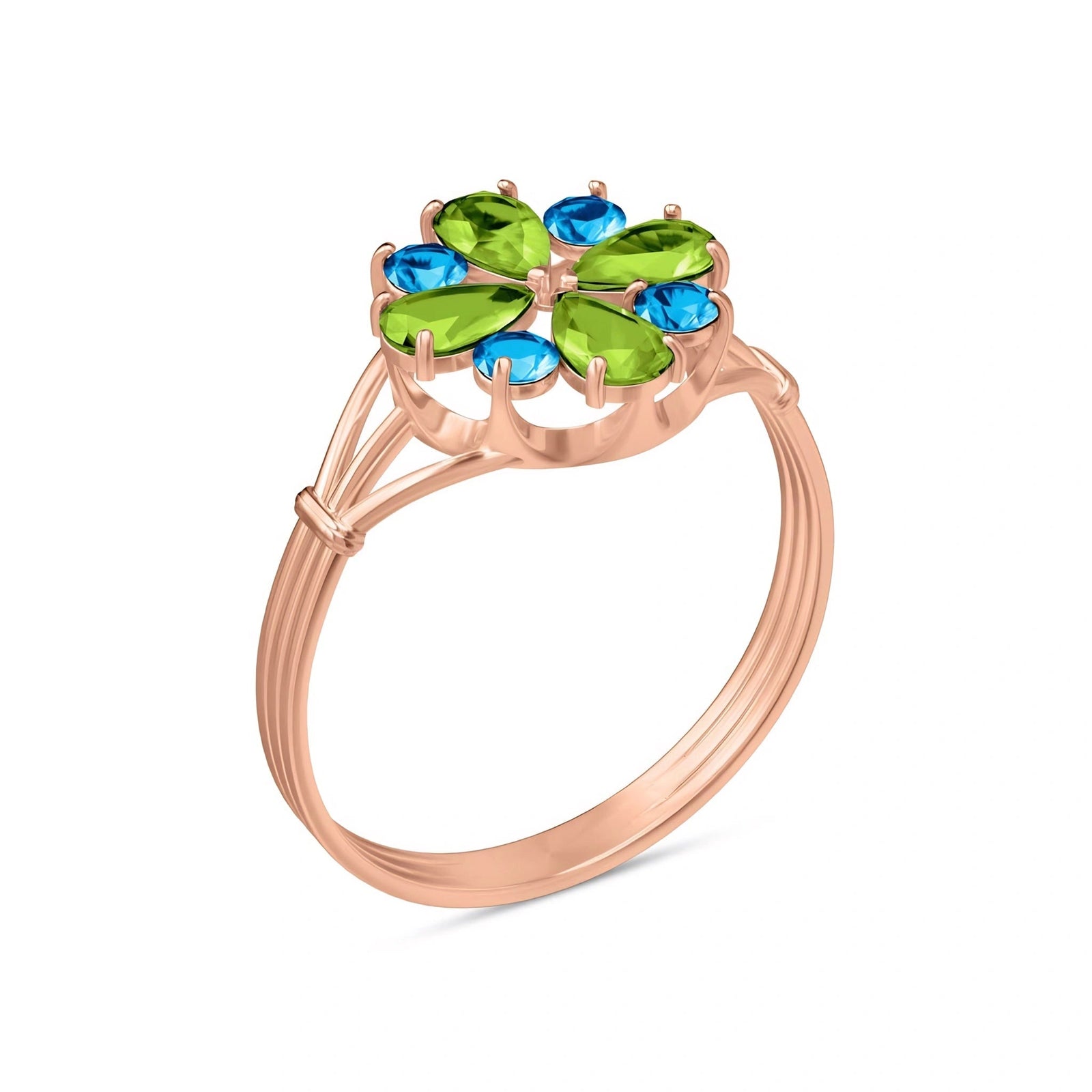 Rose Gold Blue Topaz & Peridot — Gloria