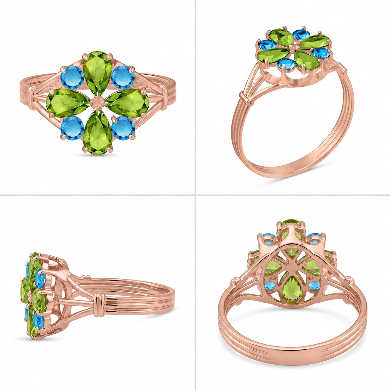 Rose Gold Blue Topaz & Peridot — Gloria