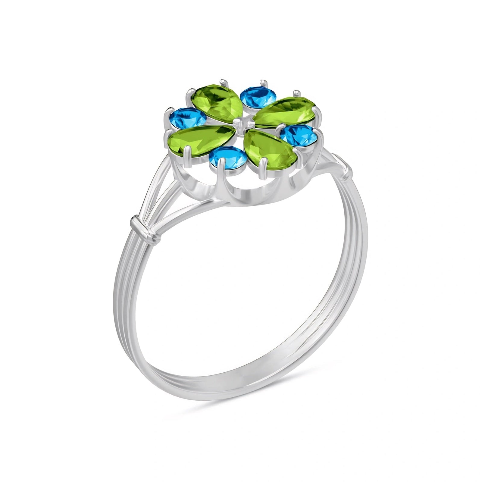 White Gold Blue Topaz & Peridot — Gloria