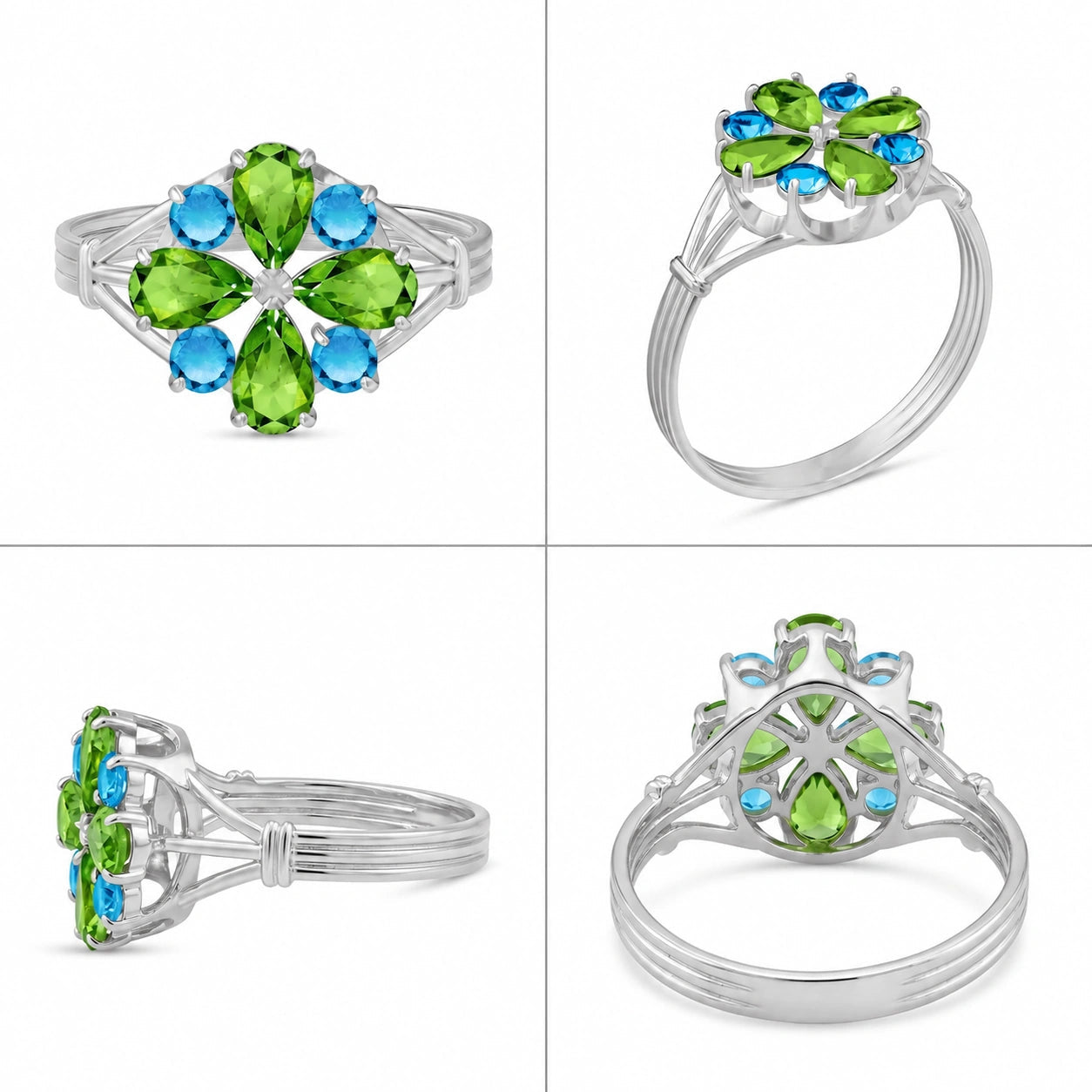 White Gold Blue Topaz & Peridot — Gloria