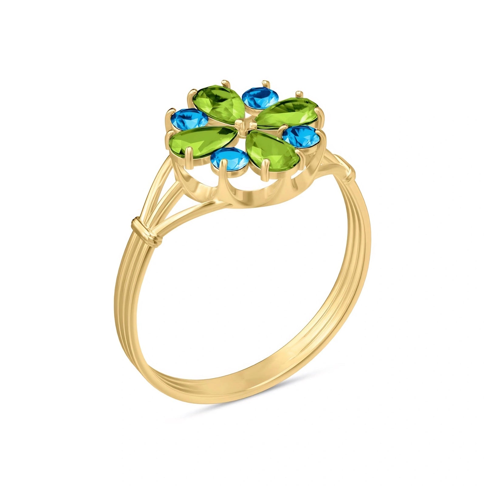 Yellow Gold Blue Topaz & Peridot — Gloria