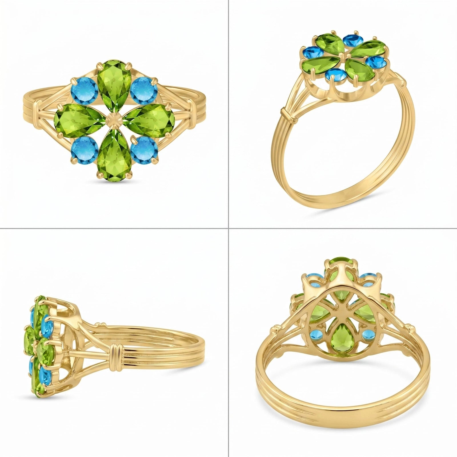 Yellow Gold Blue Topaz & Peridot — Gloria