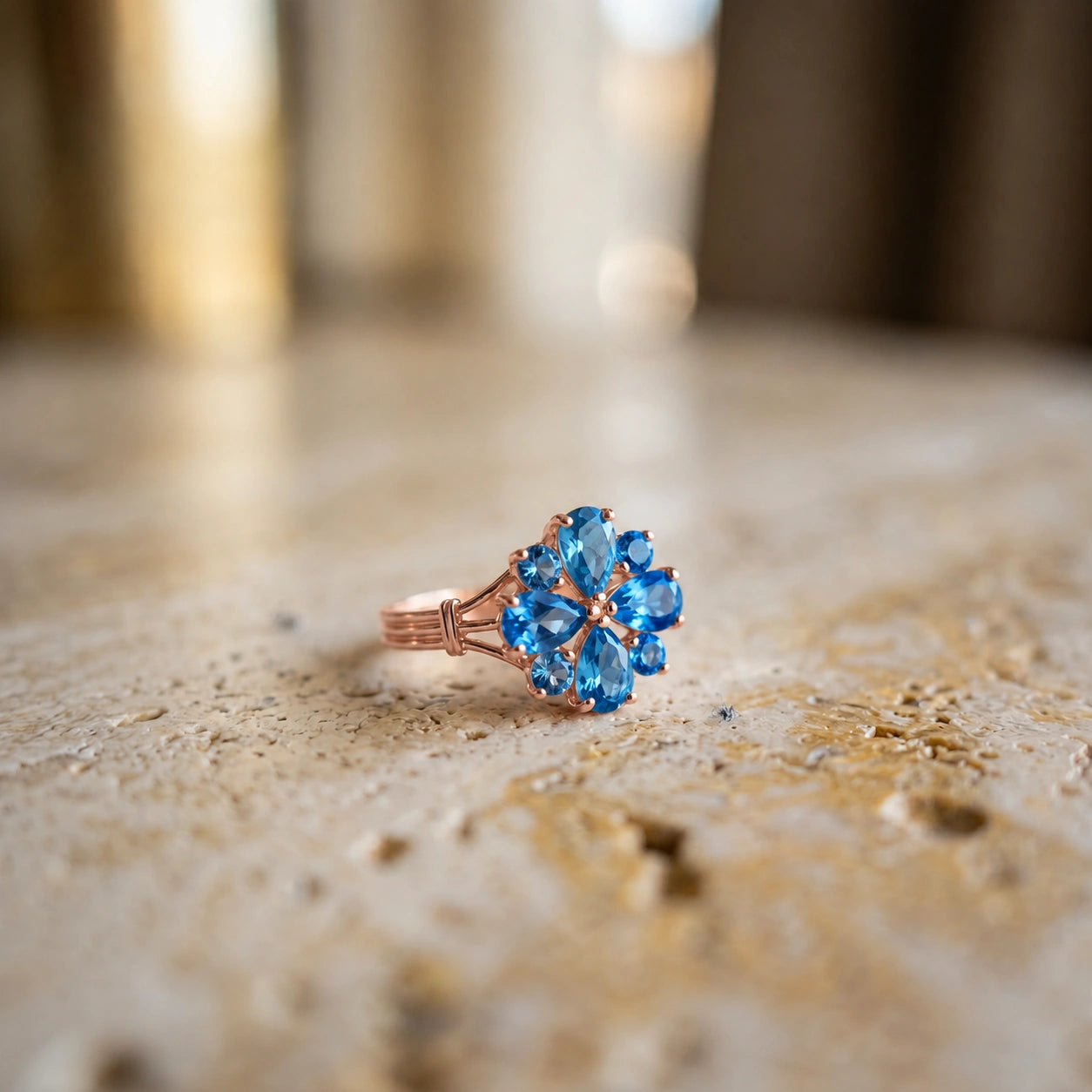 Rose Gold Blue Topaz — Gloria