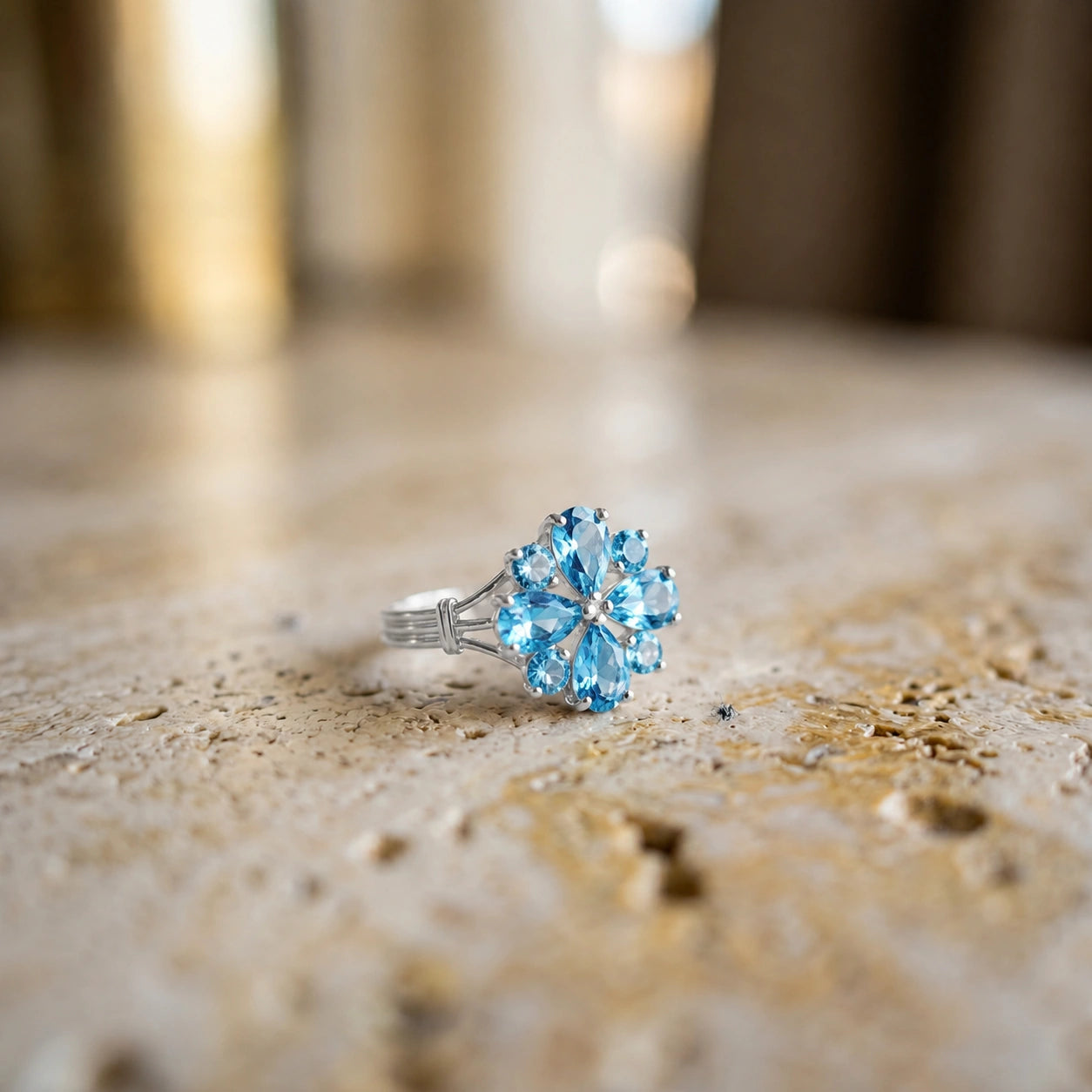 White Gold Blue Topaz — Gloria