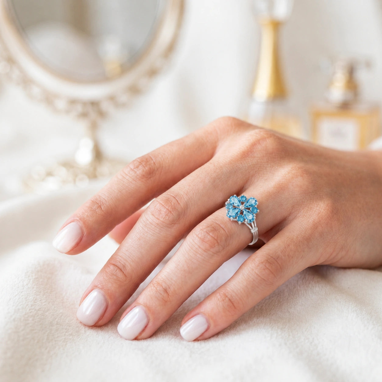 White Gold Blue Topaz — Gloria