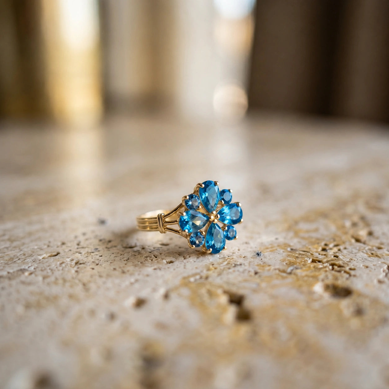 Yellow Gold Blue Topaz — Gloria