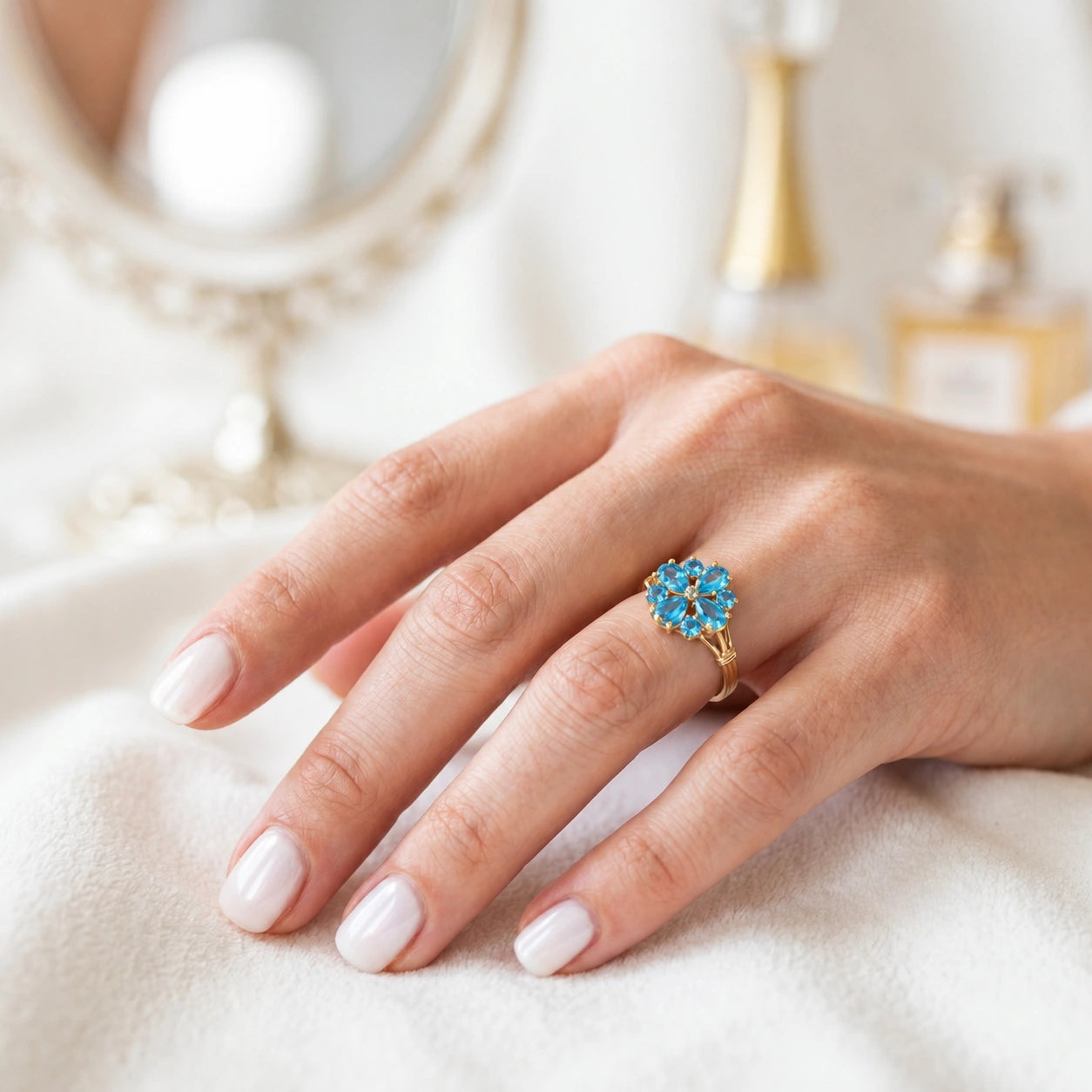 Yellow Gold Blue Topaz — Gloria