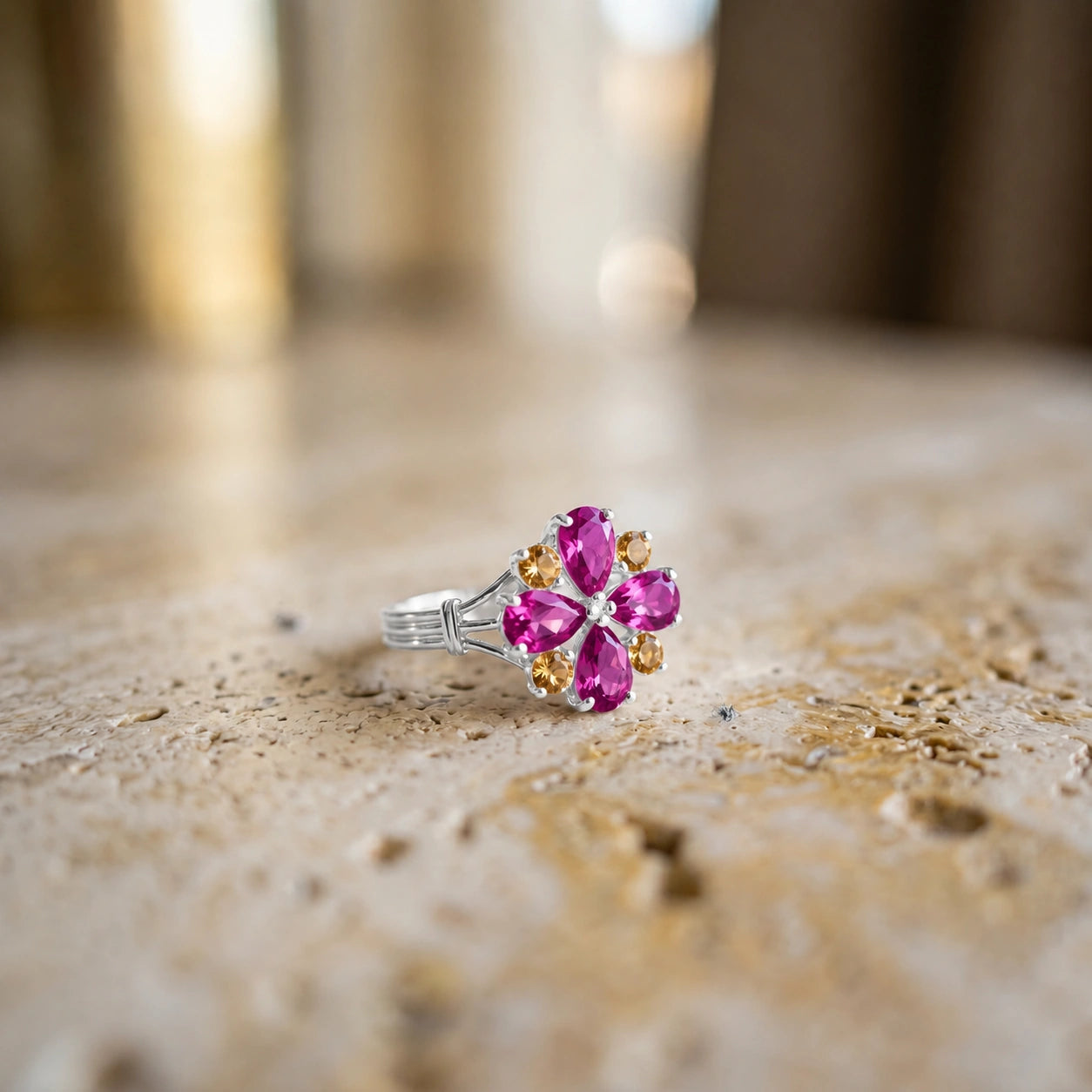 White Gold Citrine & Pink Topaz — Gloria