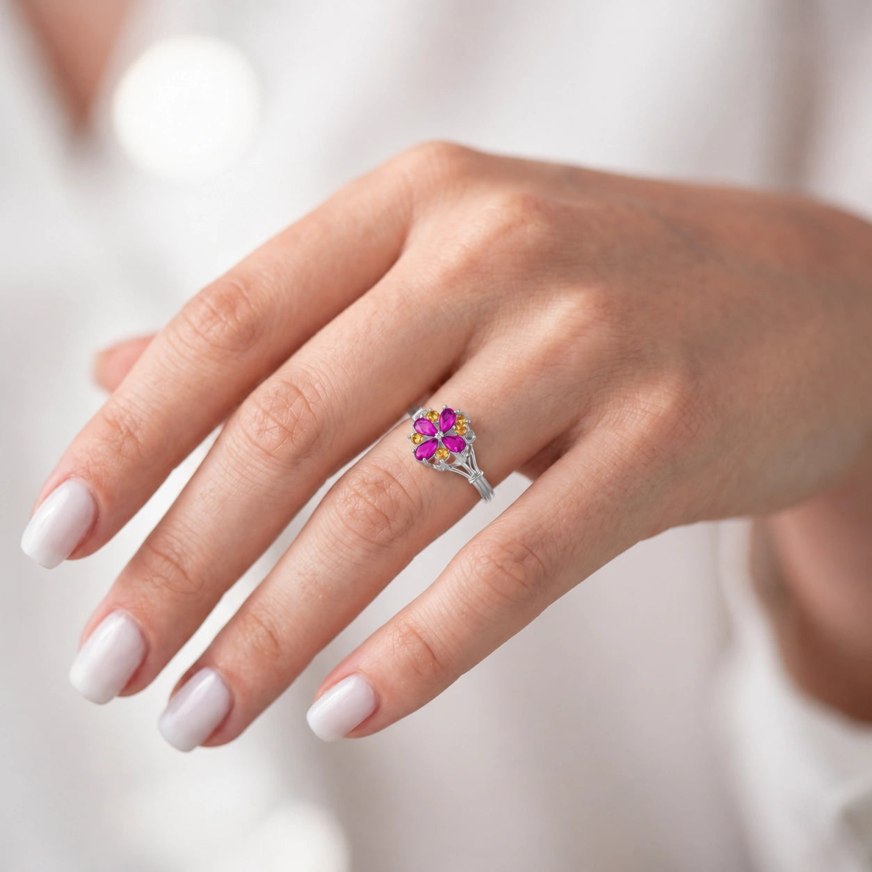 White Gold Citrine & Pink Topaz — Gloria