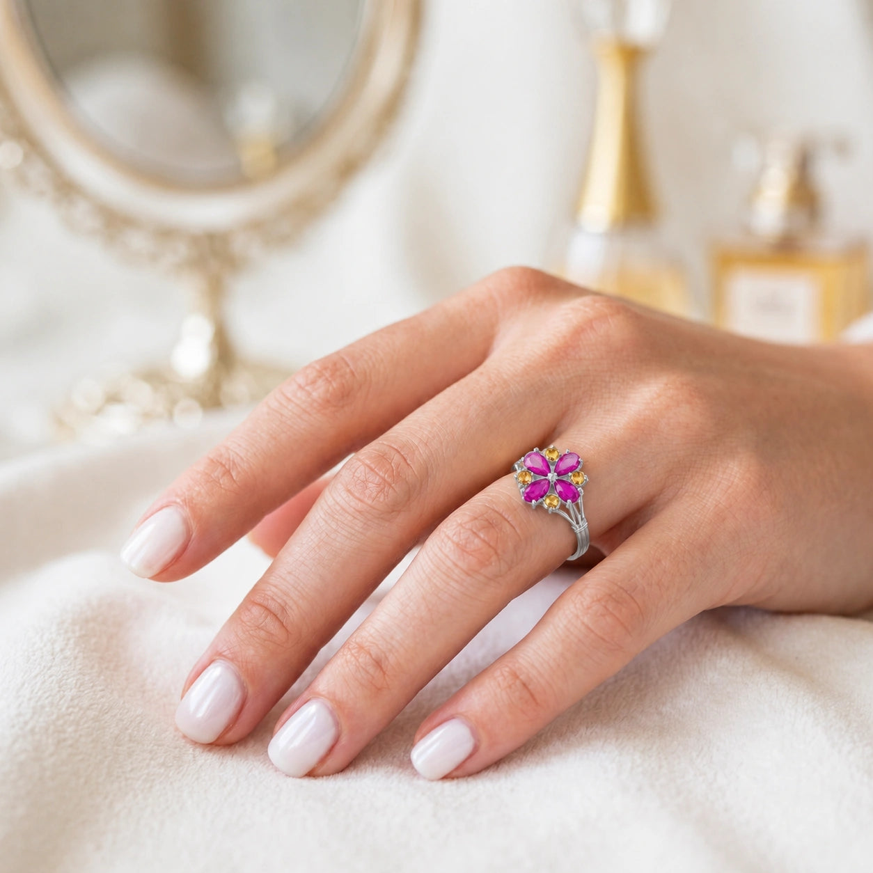 White Gold Citrine & Pink Topaz — Gloria