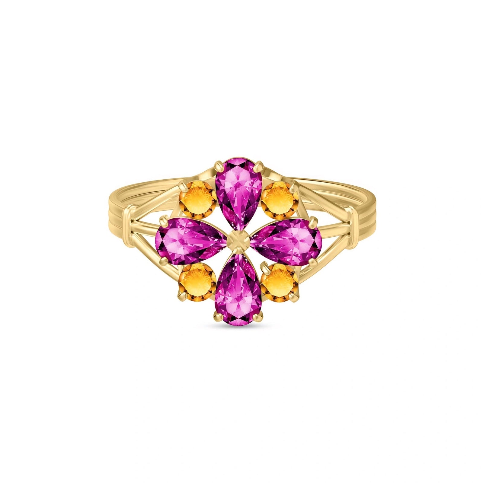 Yellow Gold Citrine & Pink Topaz — Gloria