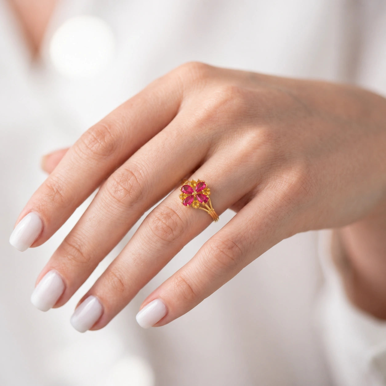 Yellow Gold Citrine & Pink Topaz — Gloria