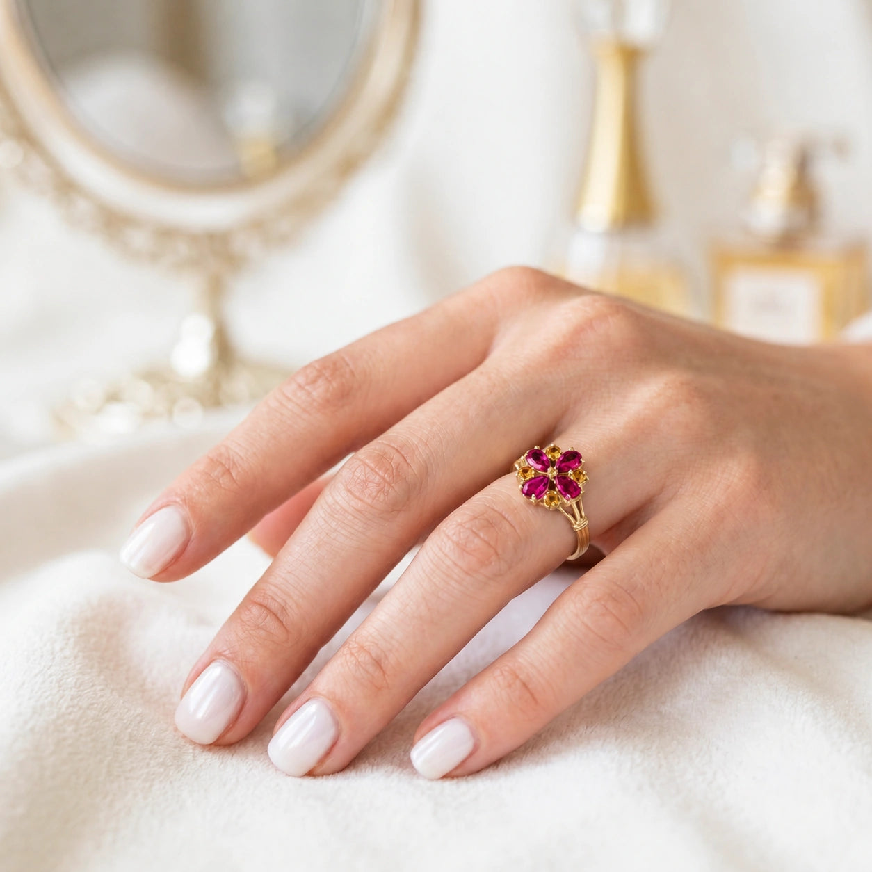 Yellow Gold Citrine & Pink Topaz — Gloria