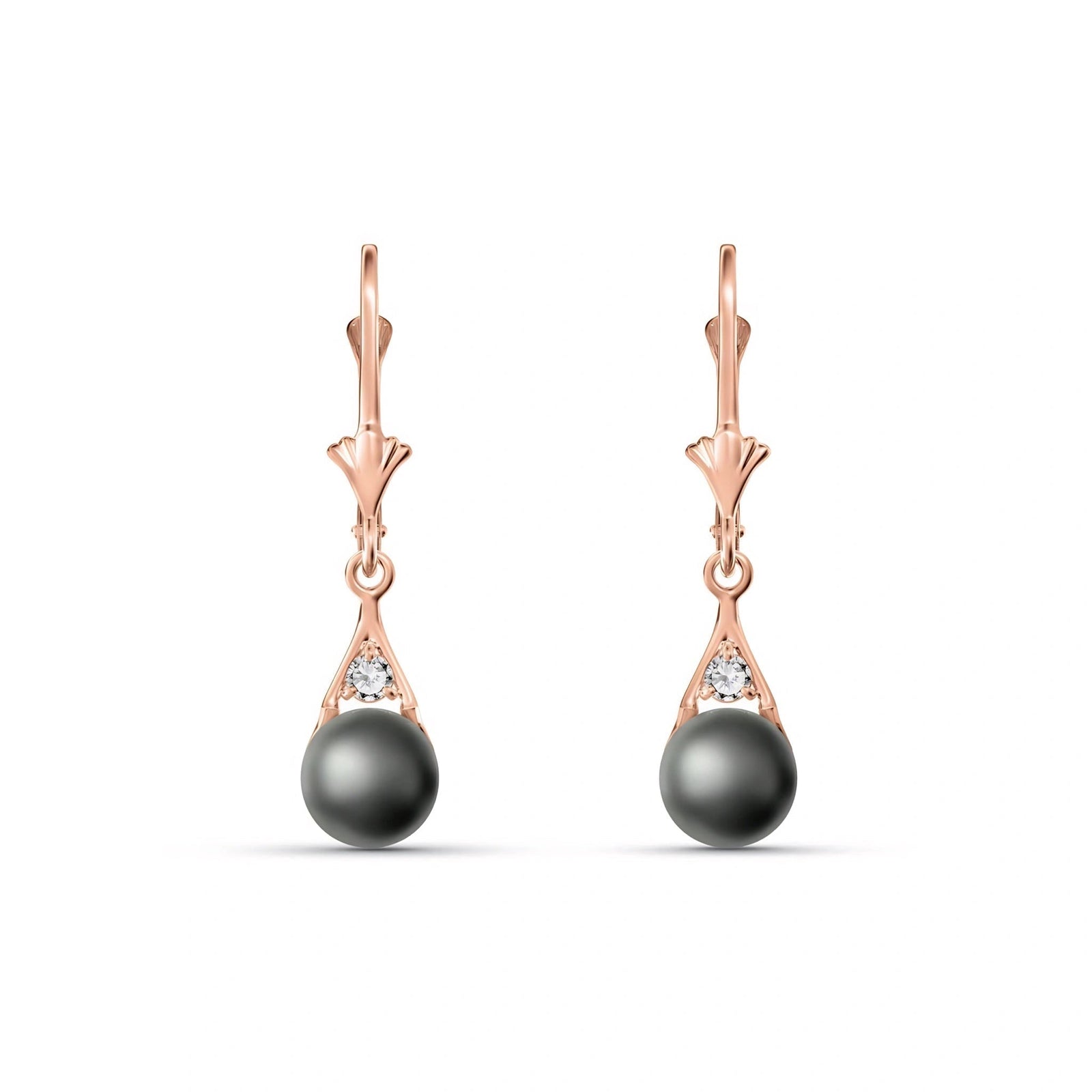 Rose Gold Earrings Pearl 10K — Rosaria