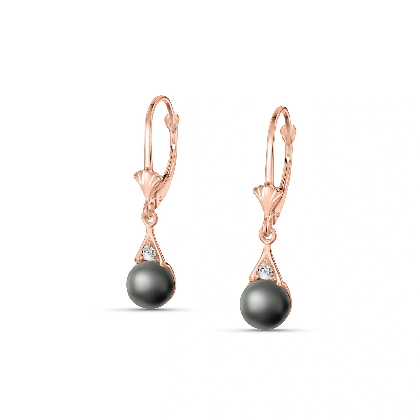Rose Gold Earrings Pearl 10K — Rosaria