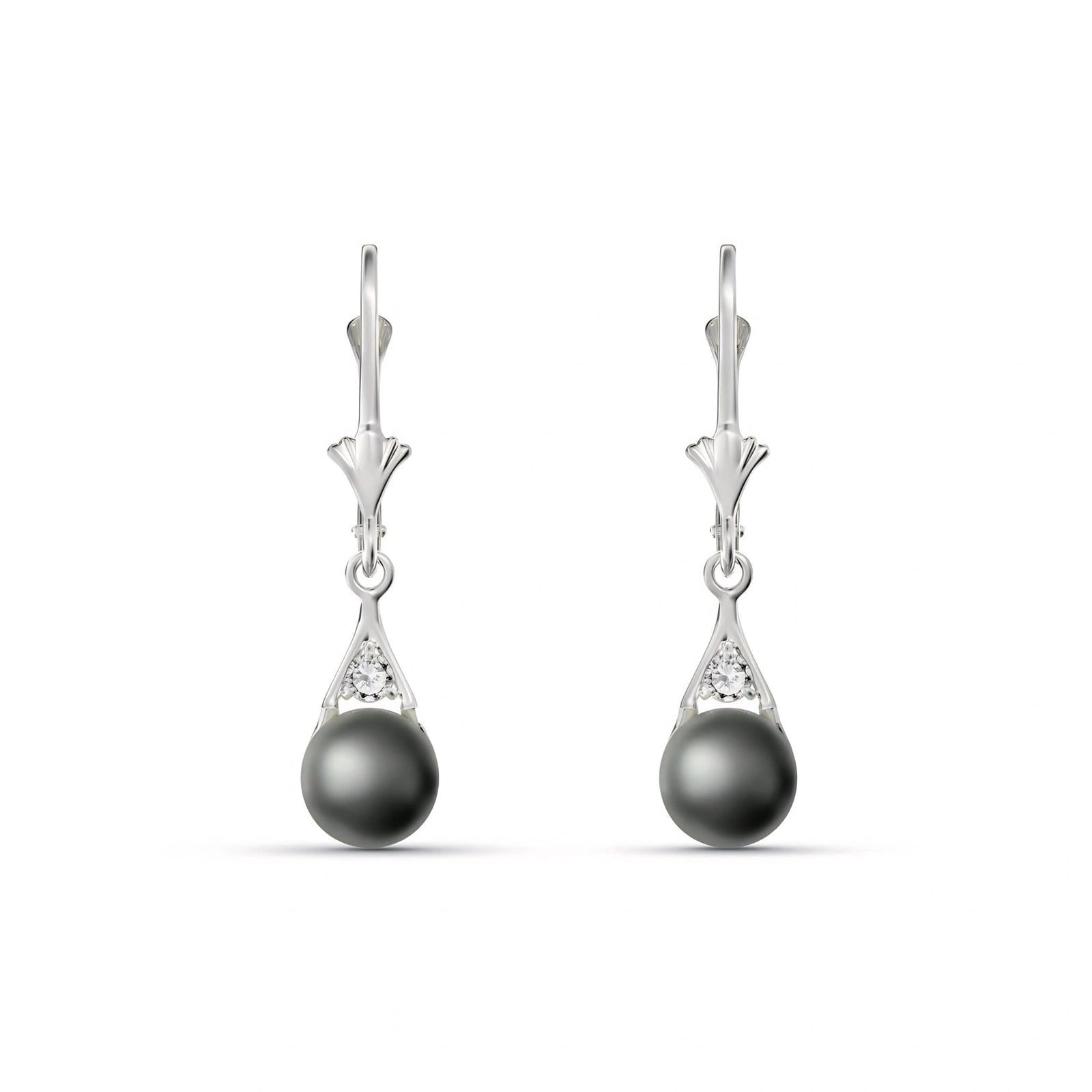 White Gold Earrings Pearl 10K — Rosaria