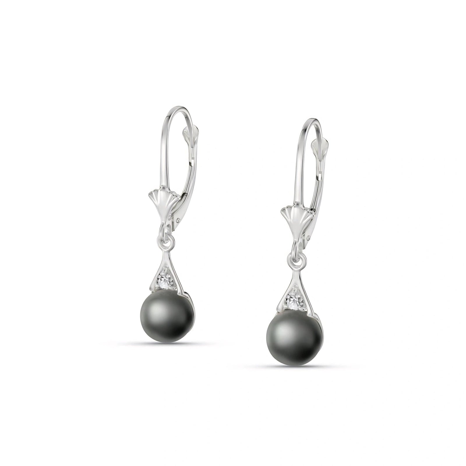White Gold Earrings Pearl 10K — Rosaria