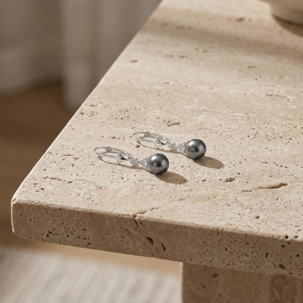 White Gold Earrings Pearl 10K — Rosaria