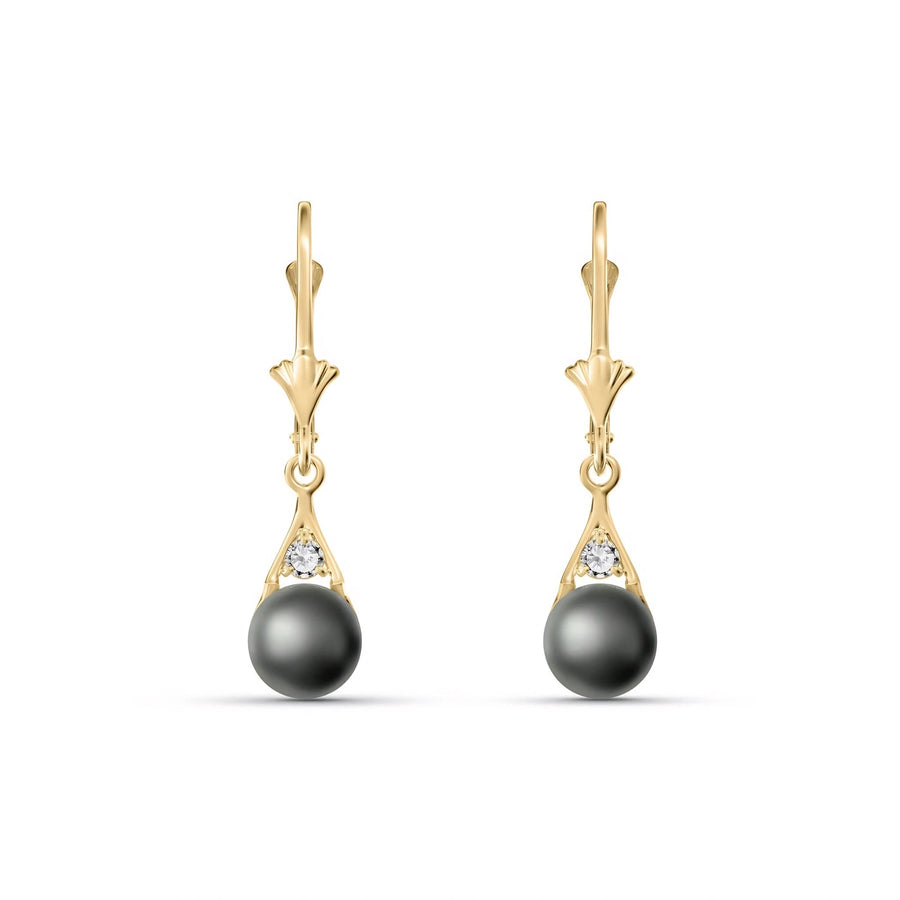 Yellow Gold Earrings Pearl 10K — Rosaria