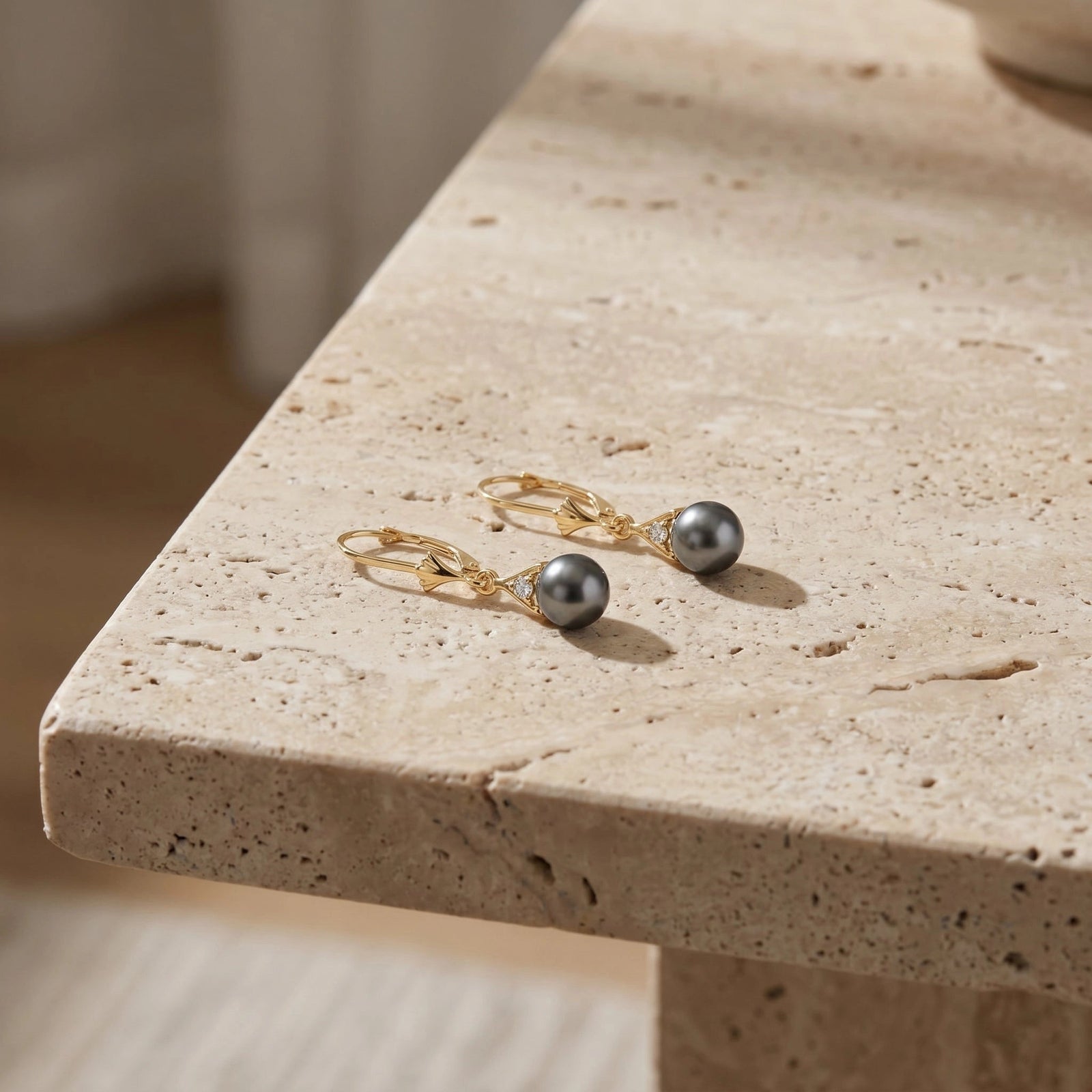 Yellow Gold Earrings Pearl 10K — Rosaria