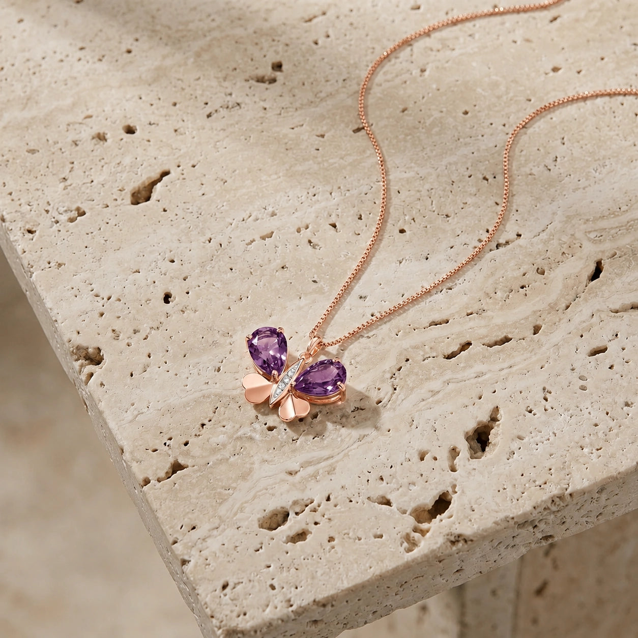 Rose Gold Atelier Pendant Necklace Amethyst 10K — Flaminia