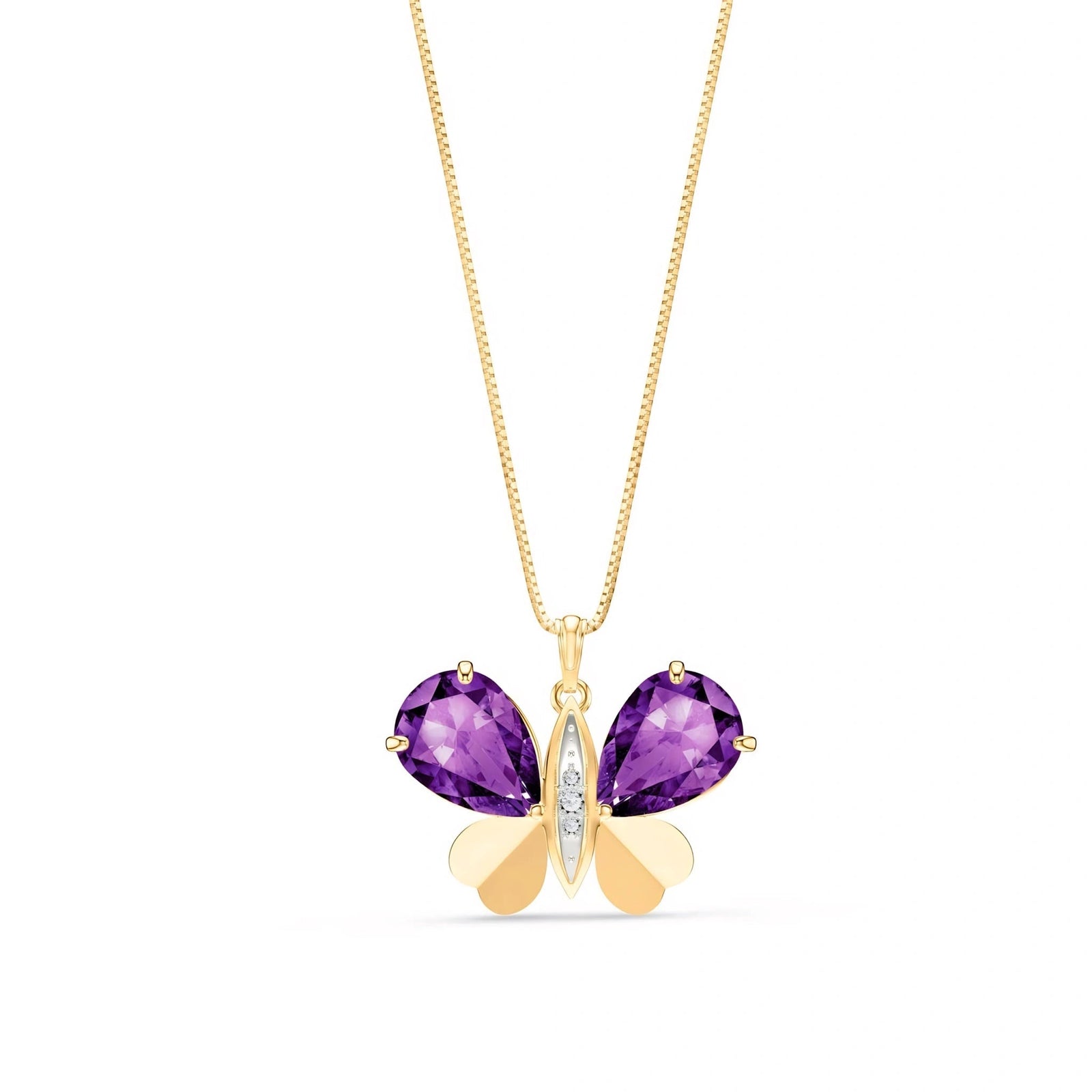 Yellow Gold Atelier Pendant Necklace Amethyst 10K — Flaminia