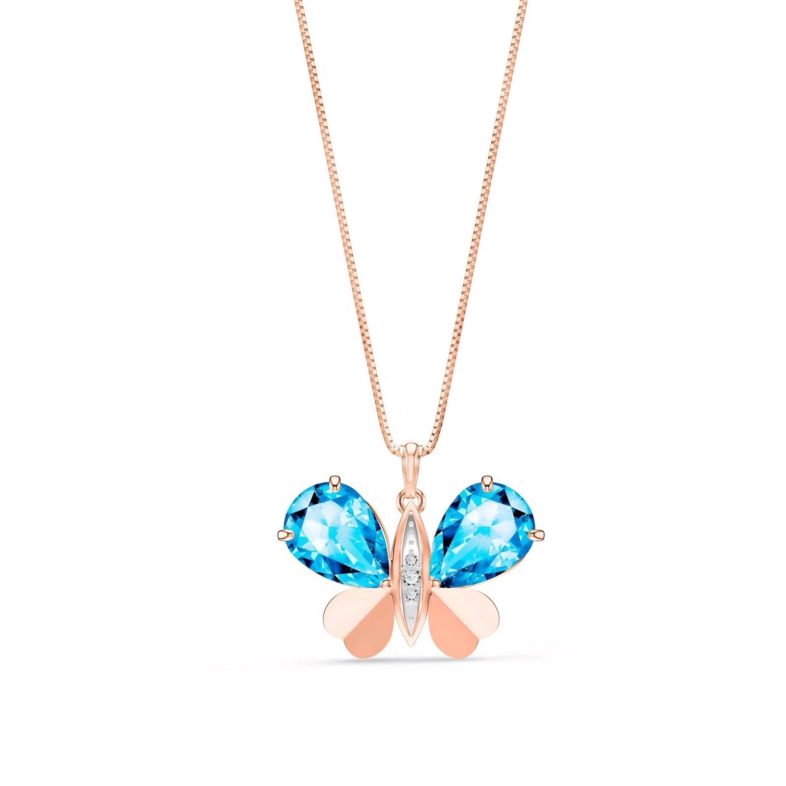 Rose Gold Atelier Pendant Necklace Blue Topaz 10K — Flaminia