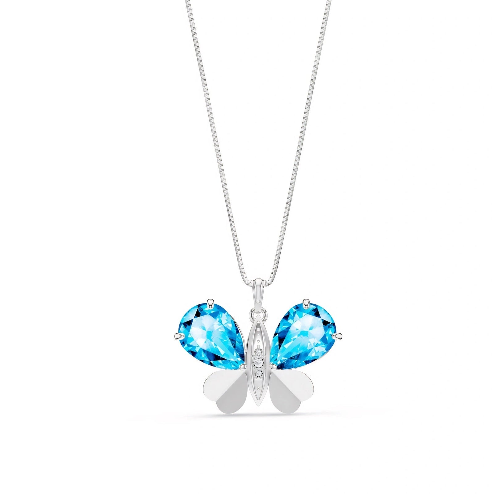 White Gold Atelier Pendant Necklace Blue Topaz 10K — Flaminia