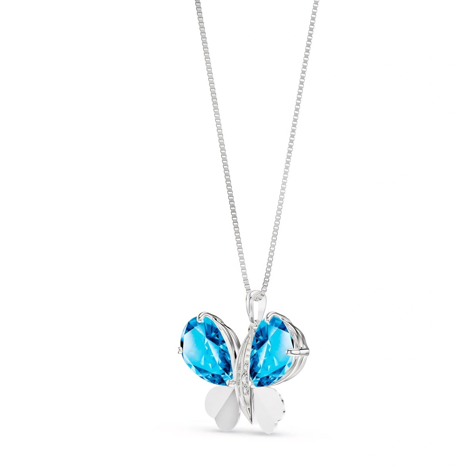 White Gold Atelier Pendant Necklace Blue Topaz 10K — Flaminia