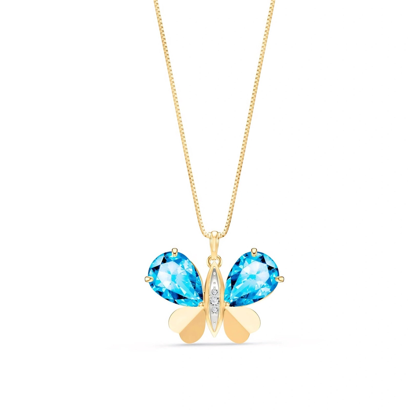 Yellow Gold Atelier Pendant Necklace Blue Topaz 10K — Flaminia
