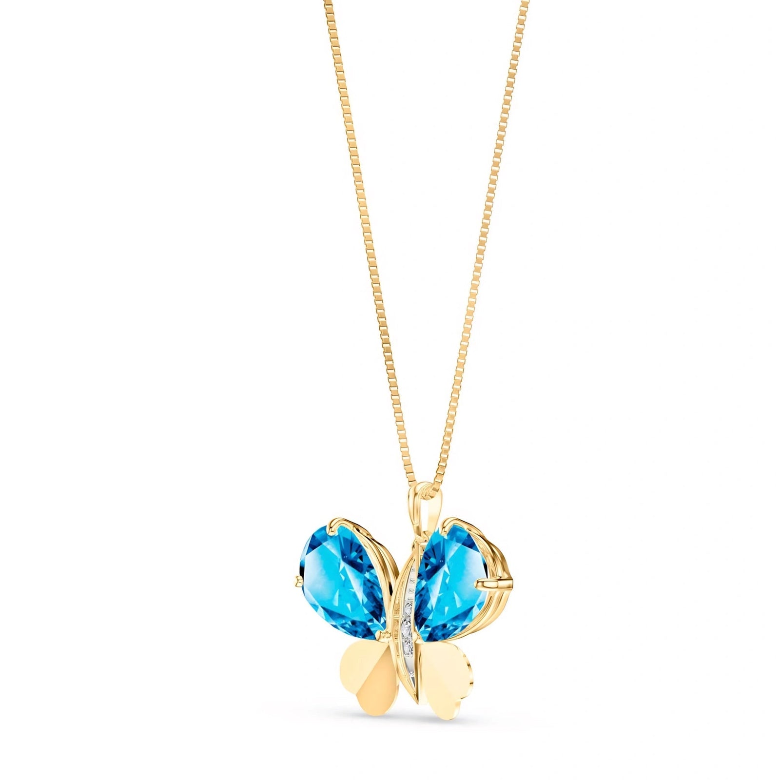 Yellow Gold Atelier Pendant Necklace Blue Topaz 10K — Flaminia