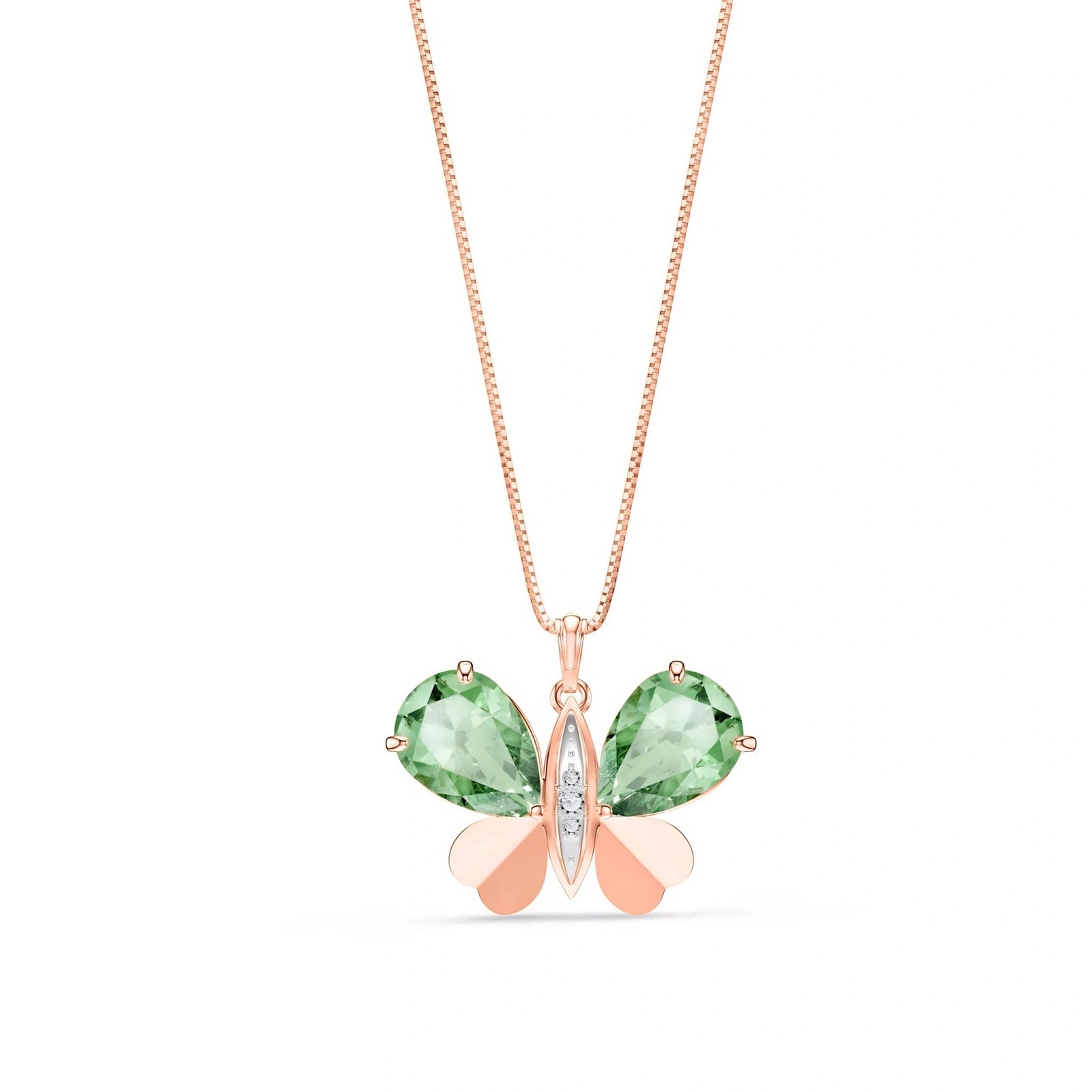 Rose Gold Atelier Pendant Necklace Green Amethyst 10K — Flaminia