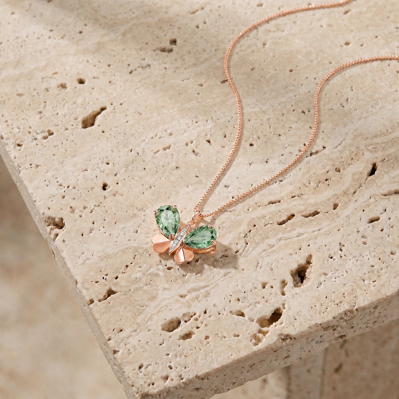 Rose Gold Atelier Pendant Necklace Green Amethyst 10K — Flaminia