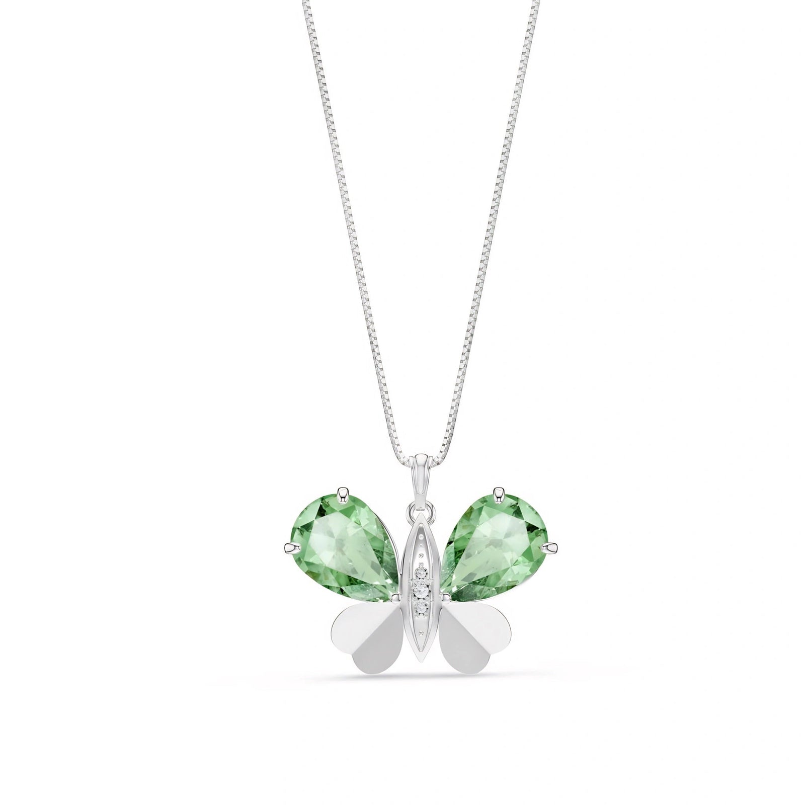 White Gold Atelier Pendant Necklace Green Amethyst 10K — Flaminia