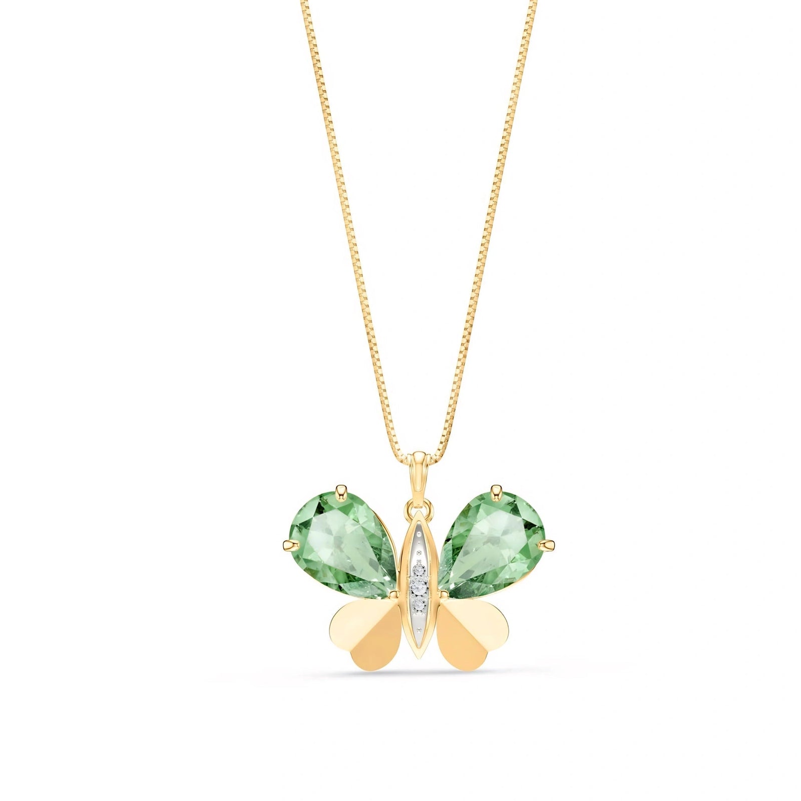 Yellow Gold Atelier Pendant Necklace Green Amethyst 10K — Flaminia
