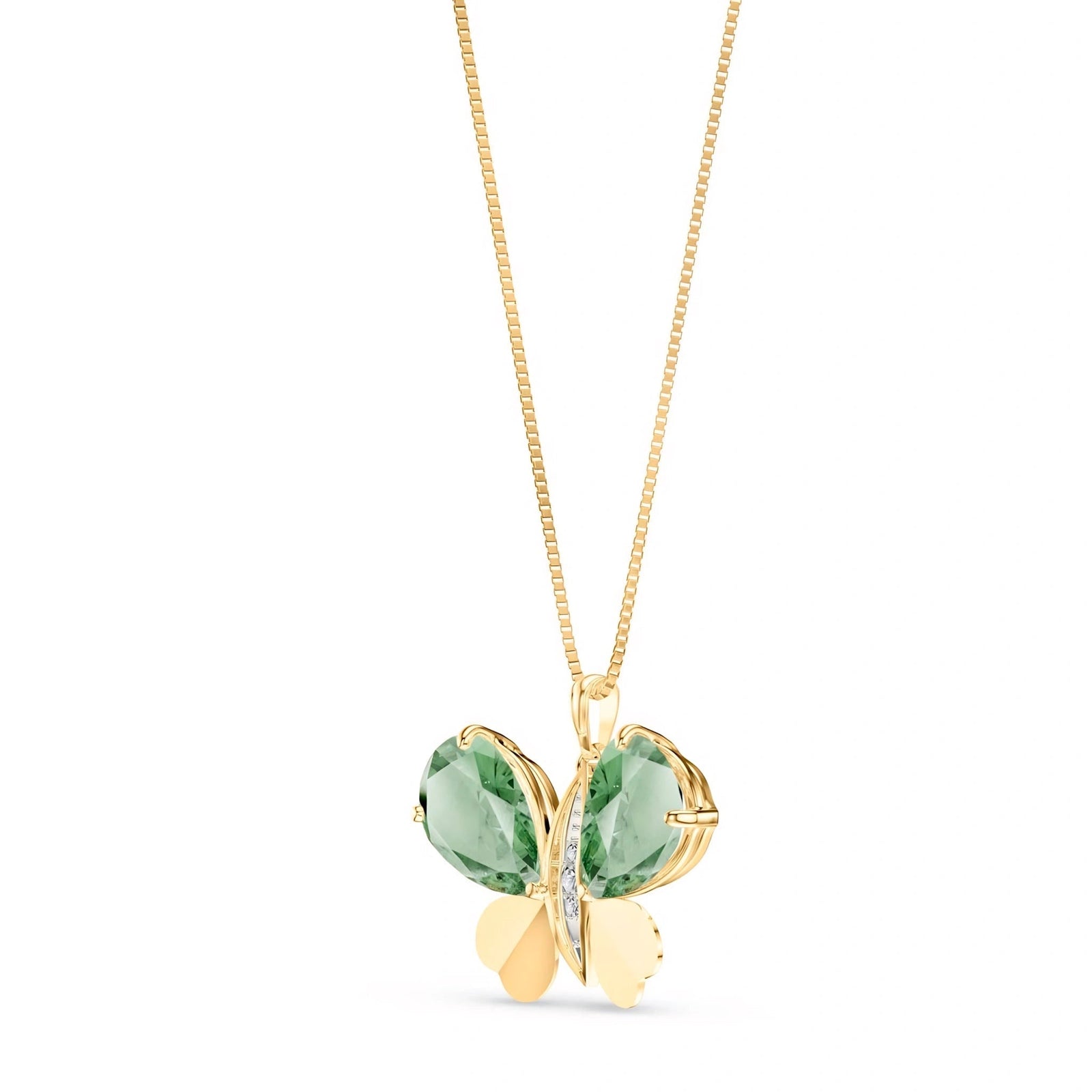Yellow Gold Atelier Pendant Necklace Green Amethyst 10K — Flaminia