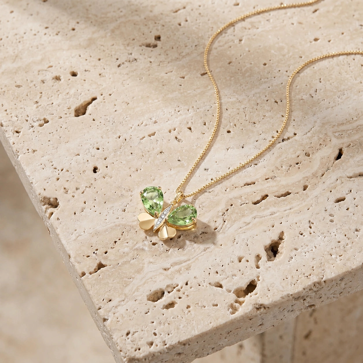 Yellow Gold Atelier Pendant Necklace Green Amethyst 10K — Flaminia