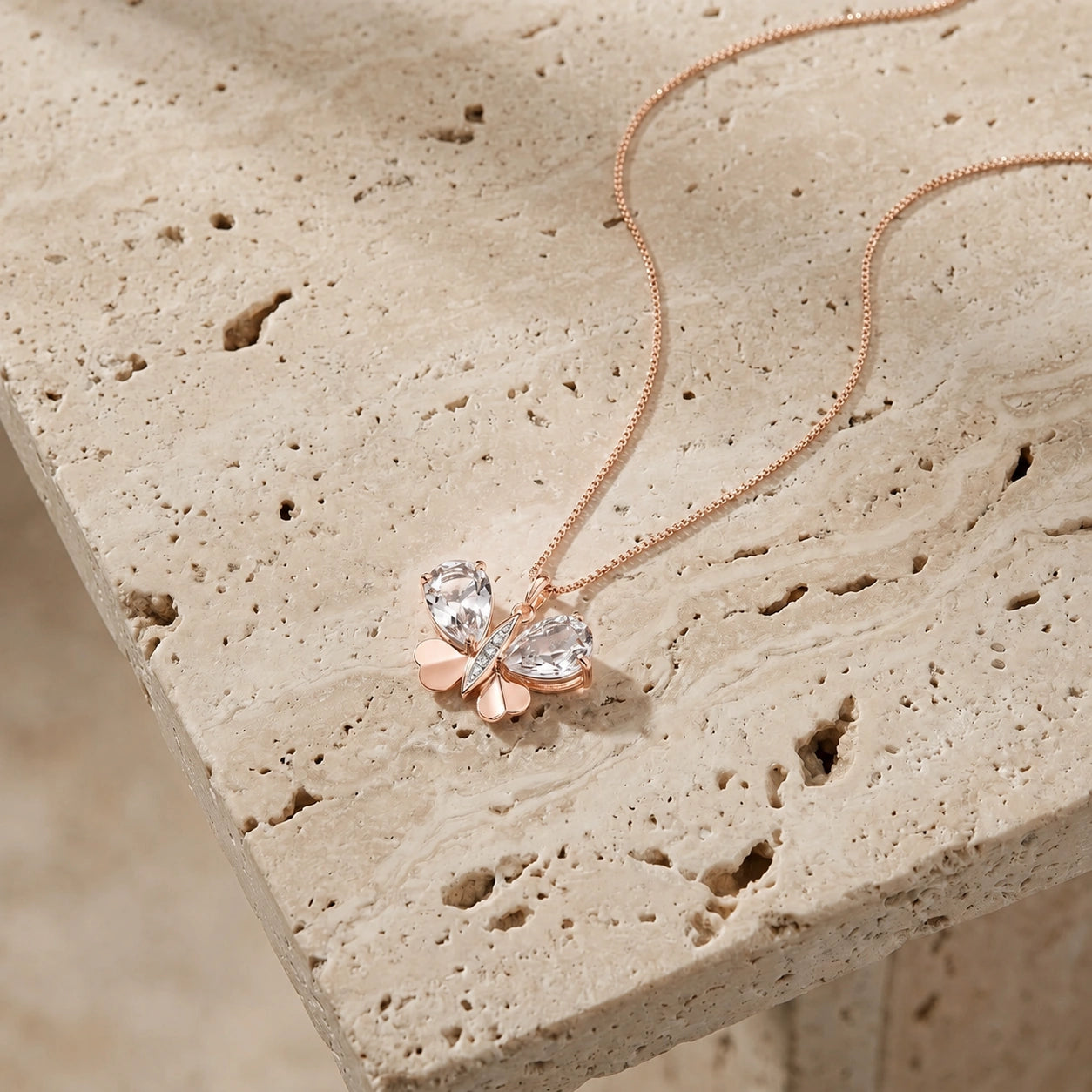 Rose Gold Atelier Pendant Necklace White Topaz 10K — Flaminia