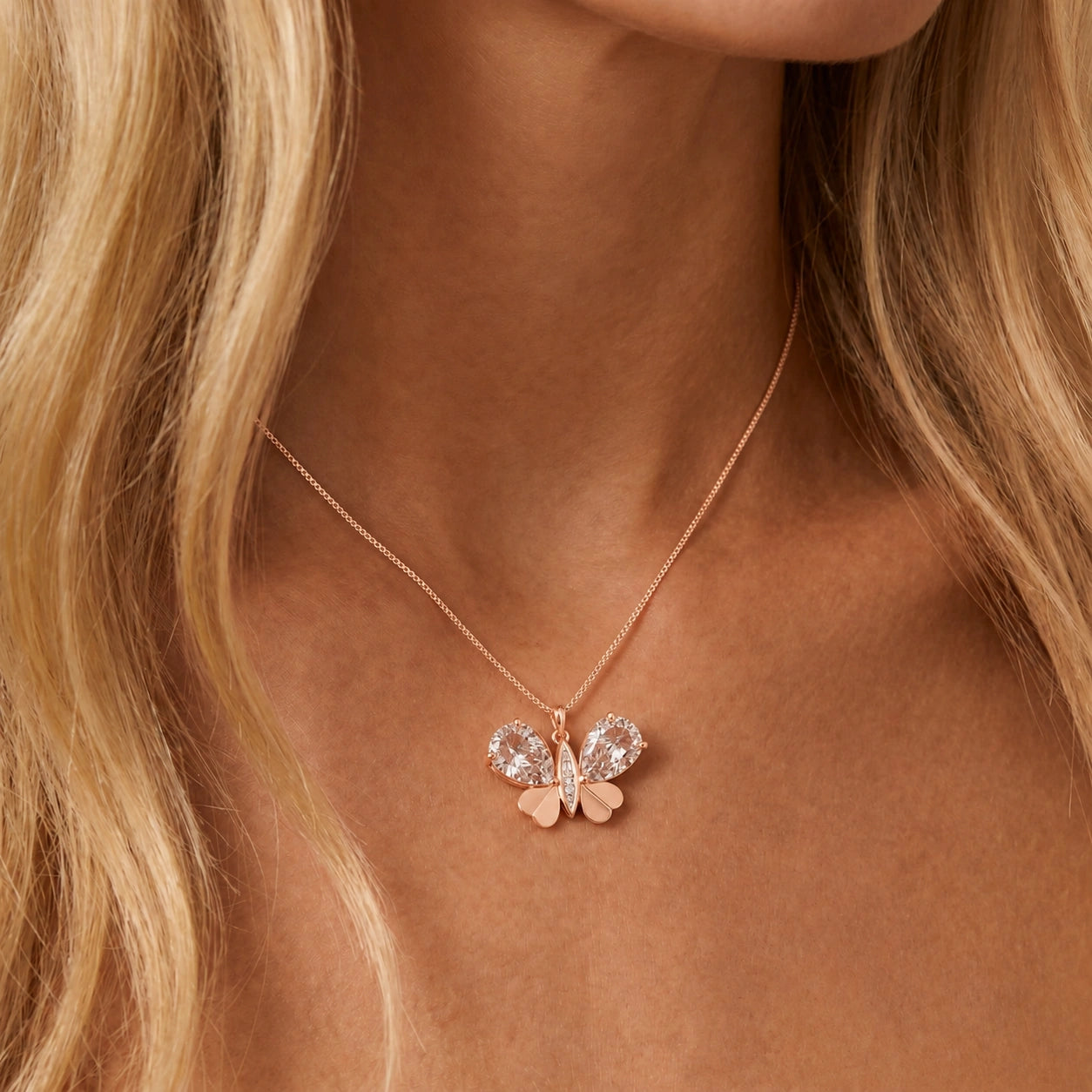 Rose Gold Atelier Pendant Necklace White Topaz 10K — Flaminia