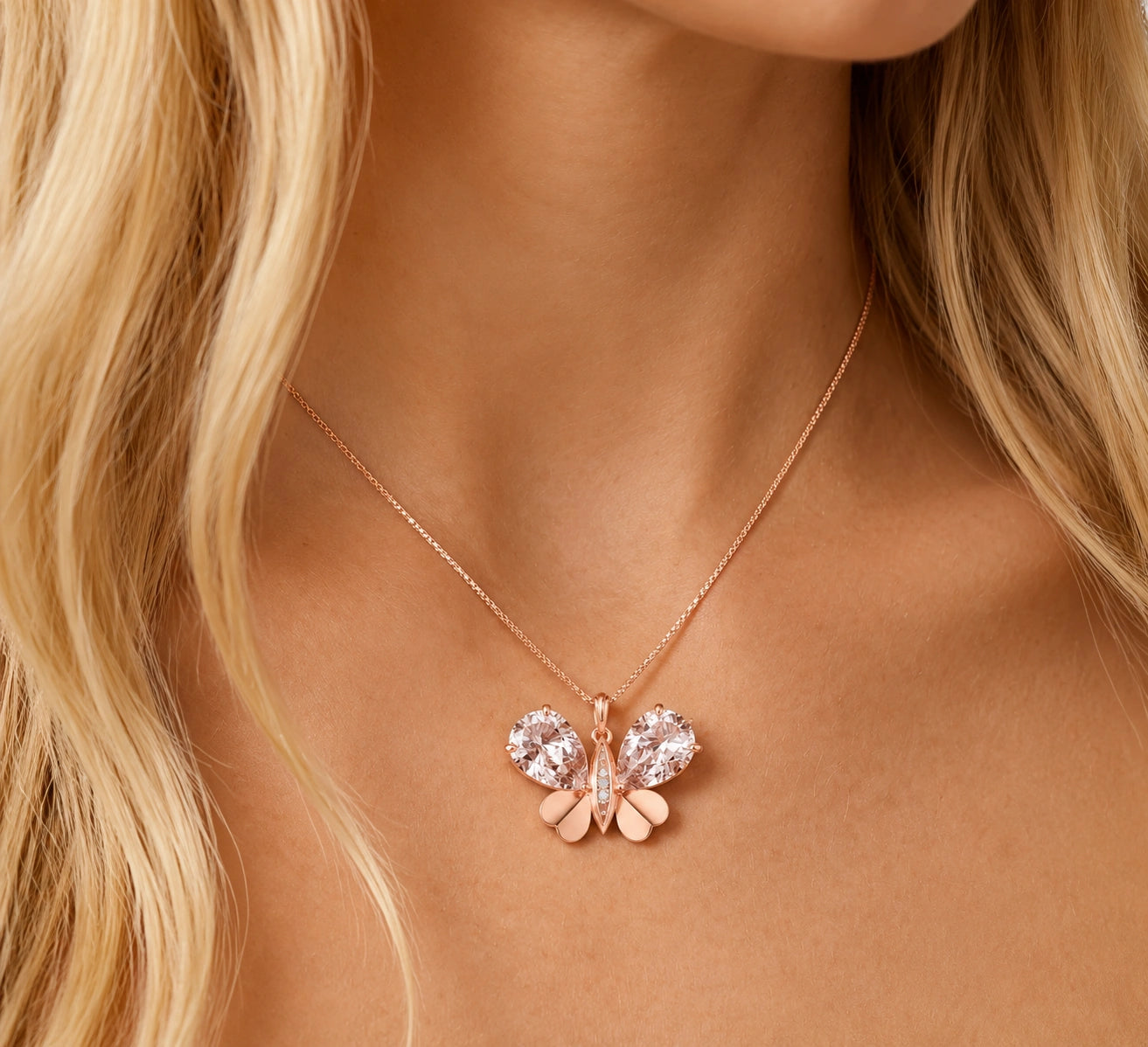 Rose Gold Atelier Pendant Necklace White Topaz 10K — Flaminia