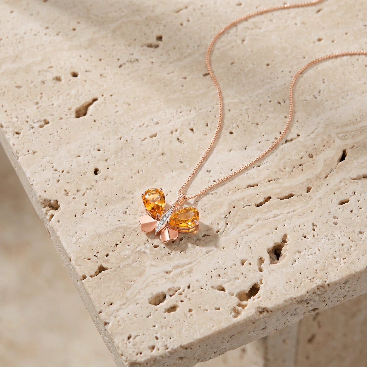 Rose Gold Atelier Pendant Necklace Citrine 10K — Flaminia