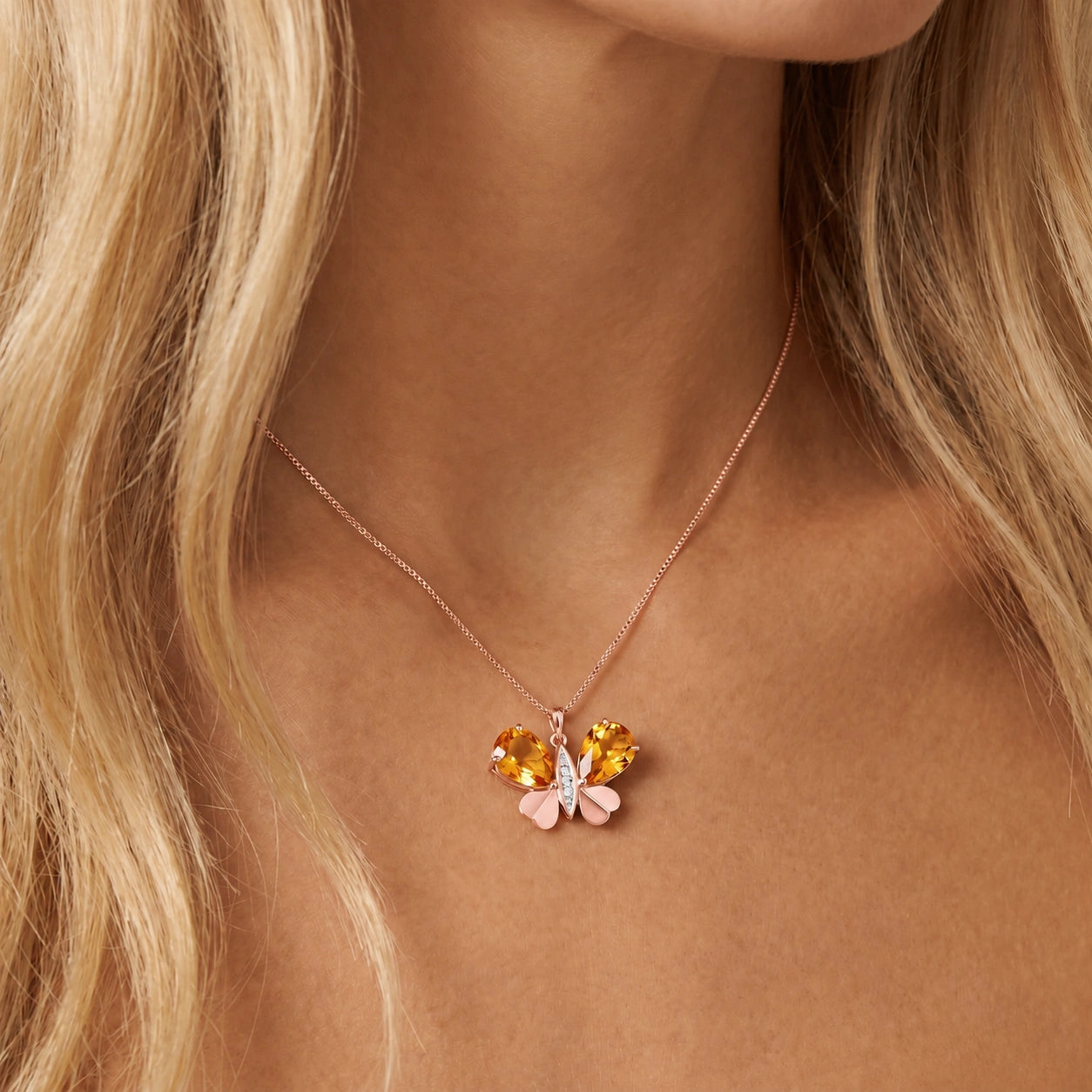Rose Gold Atelier Pendant Necklace Citrine 10K — Flaminia