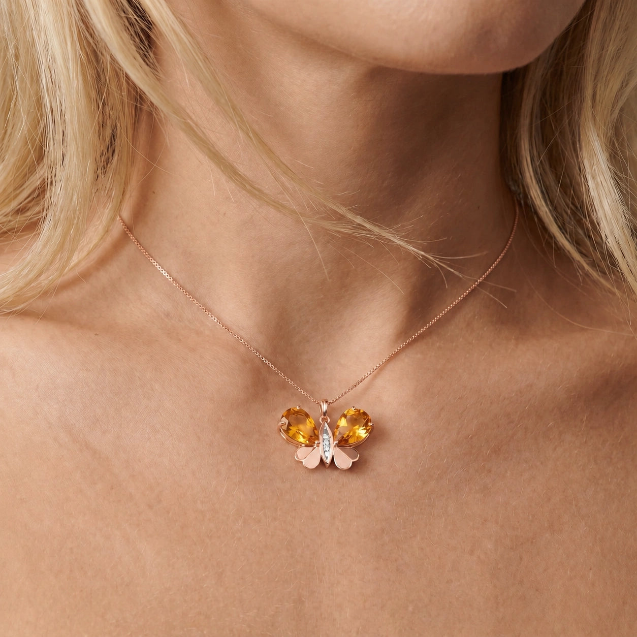 Rose Gold Atelier Pendant Necklace Citrine 10K — Flaminia
