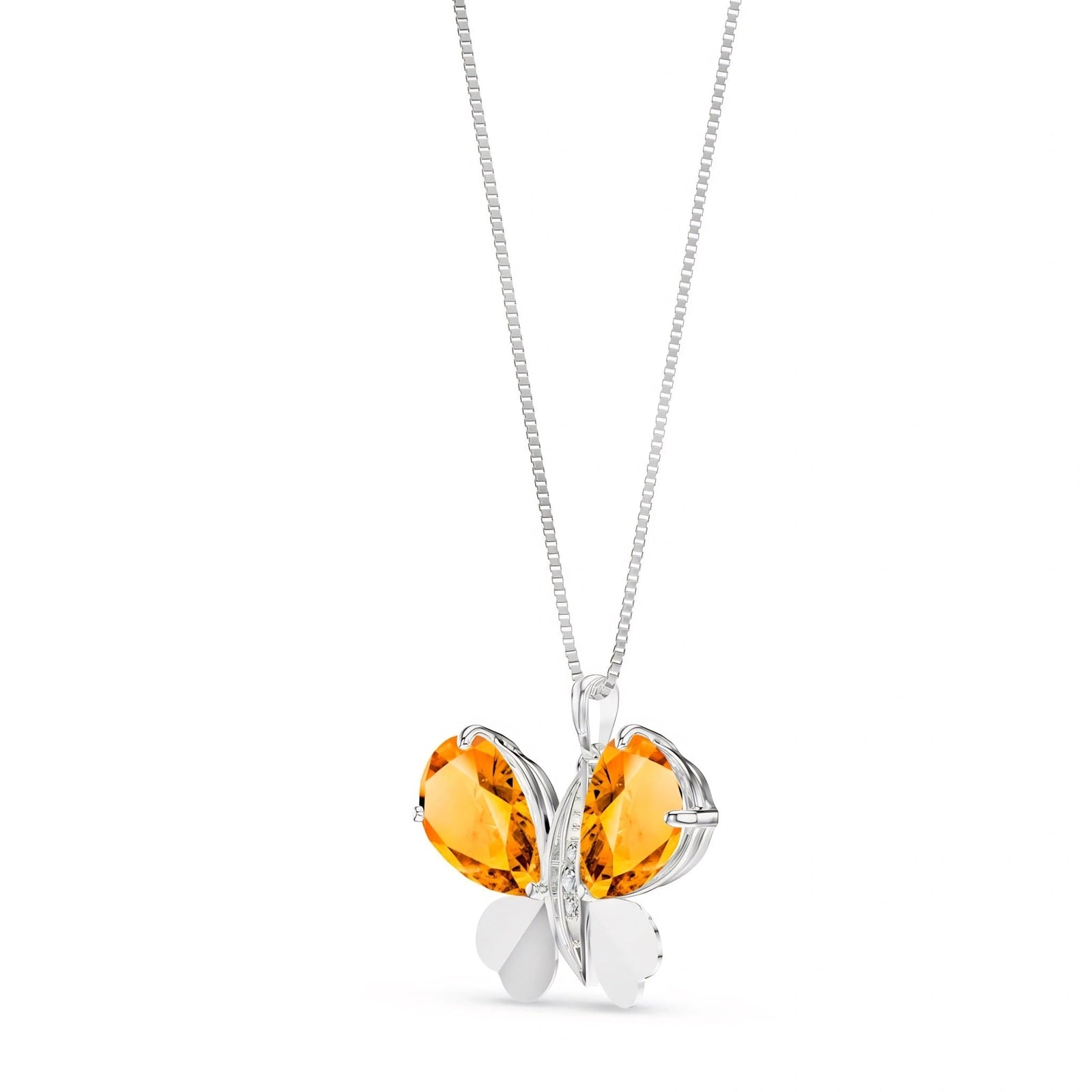 White Gold Atelier Pendant Necklace Citrine 10K — Flaminia