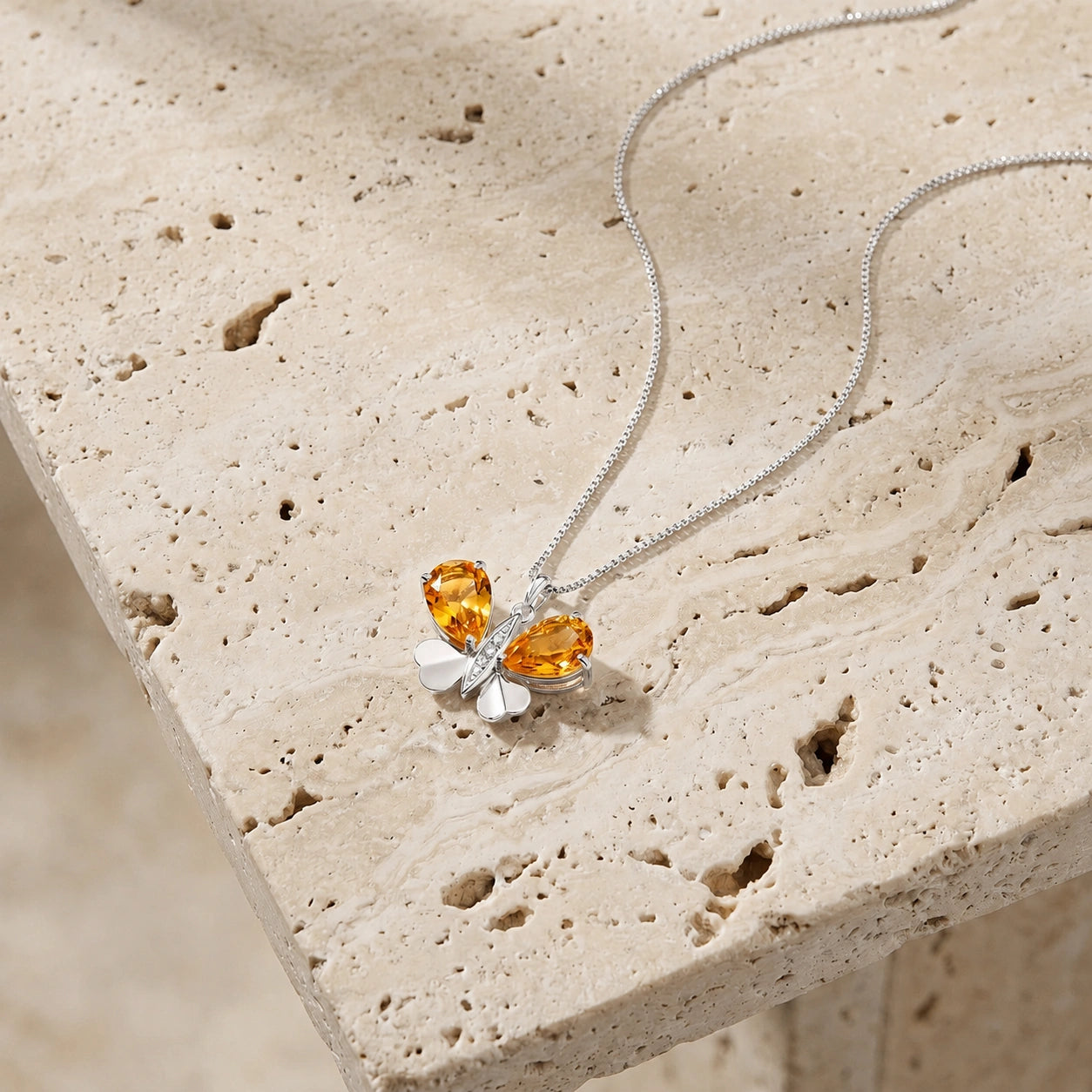 White Gold Atelier Pendant Necklace Citrine 10K — Flaminia