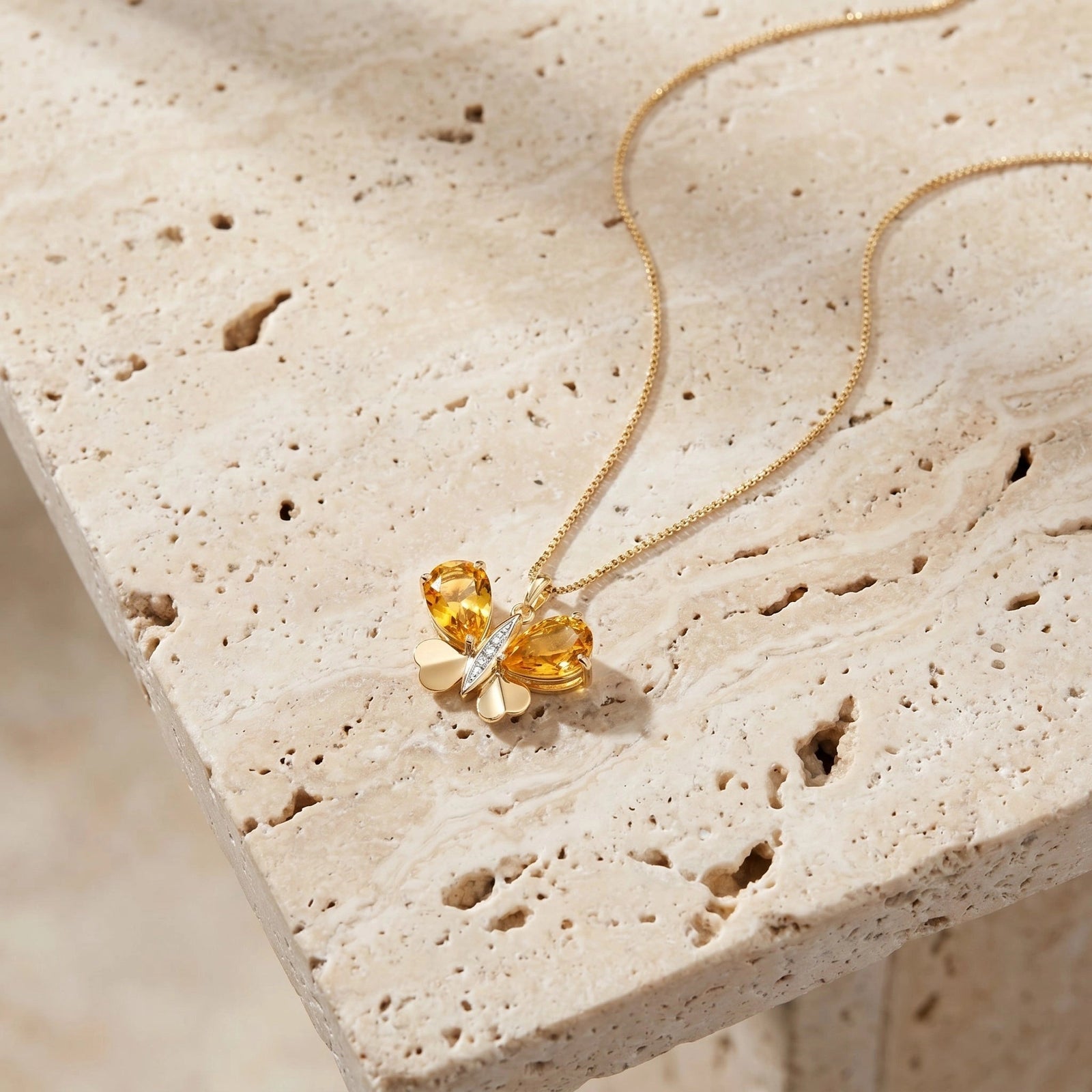 Yellow Gold Atelier Pendant Necklace Citrine 10K — Flaminia