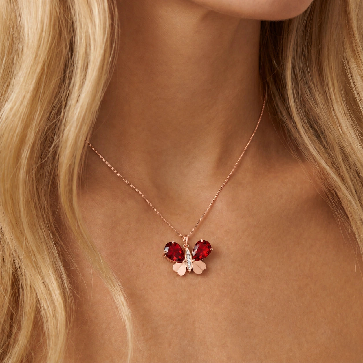 Rose Gold Atelier Pendant Necklace Garnet 10K — Flaminia