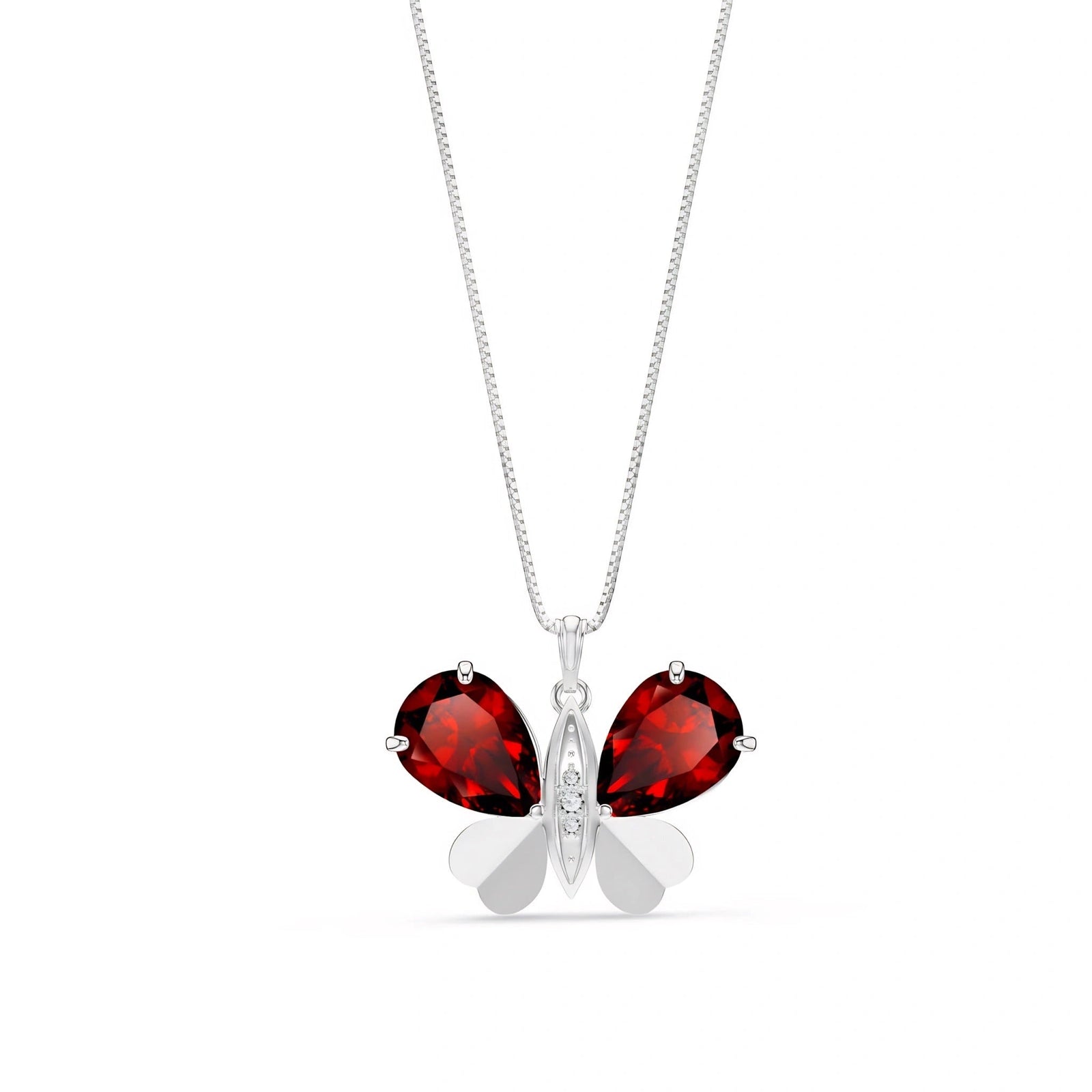 White Gold Atelier Pendant Necklace Garnet 10K — Flaminia