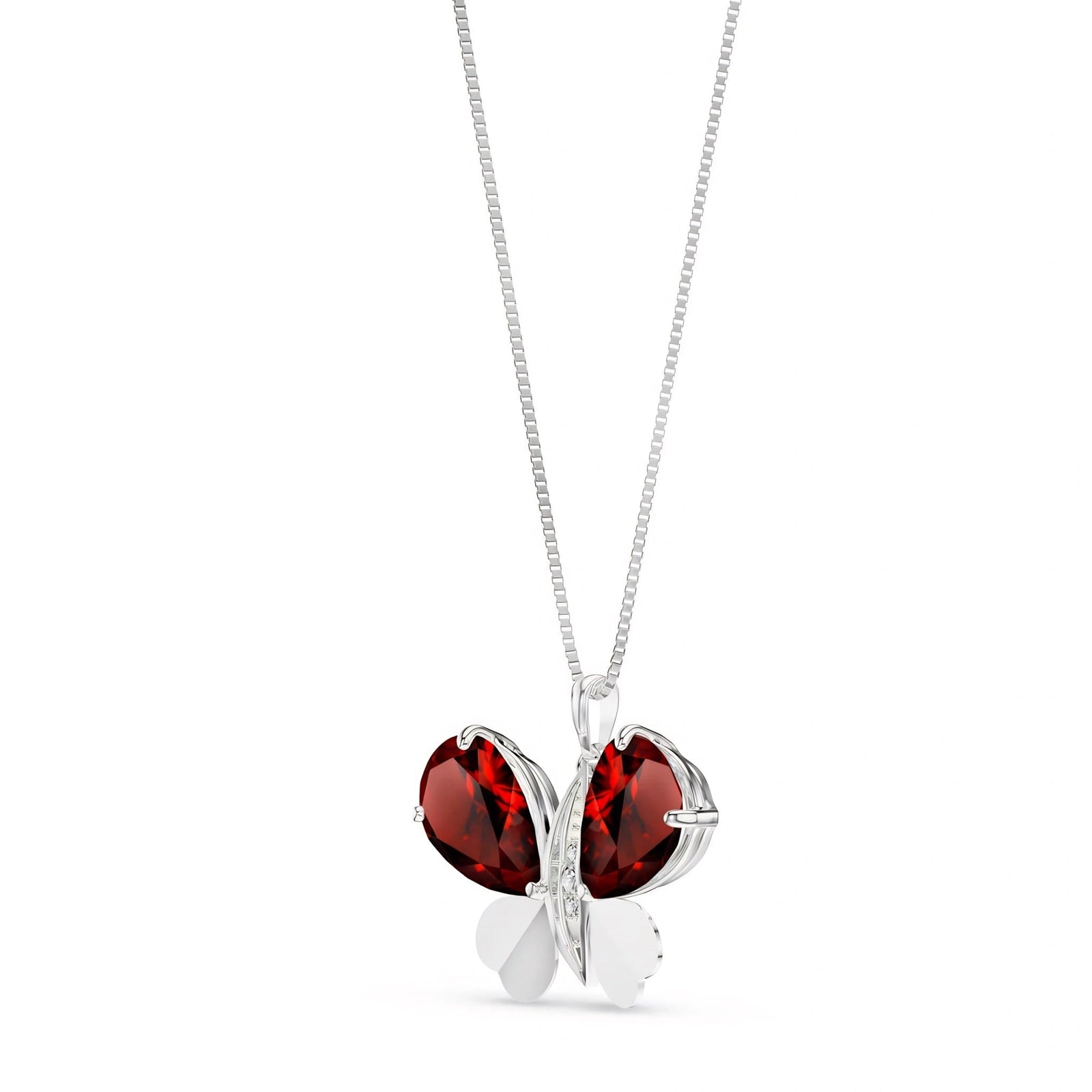 White Gold Atelier Pendant Necklace Garnet 10K — Flaminia