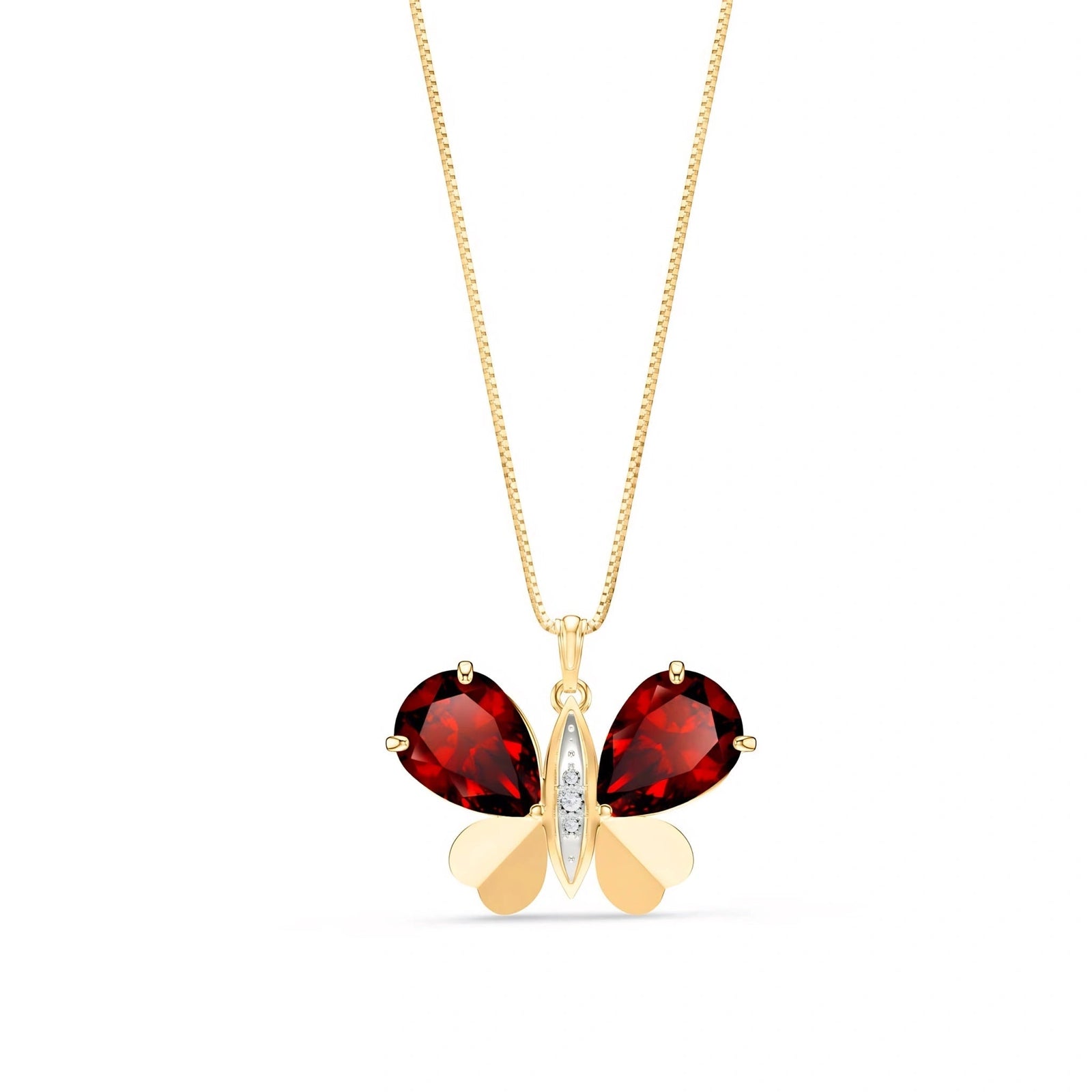 Yellow Gold Atelier Pendant Necklace Garnet 10K — Flaminia